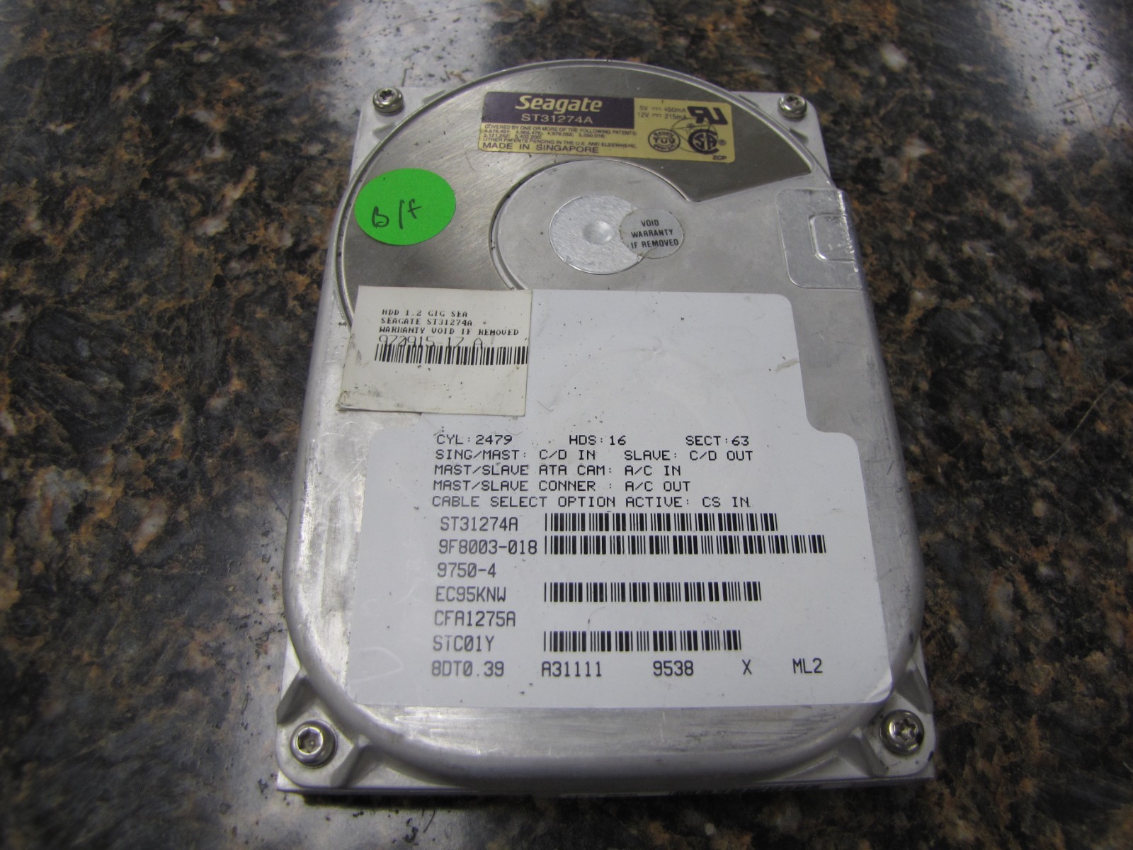 Vintage Seagate ST31274A Hard Drive - NV8