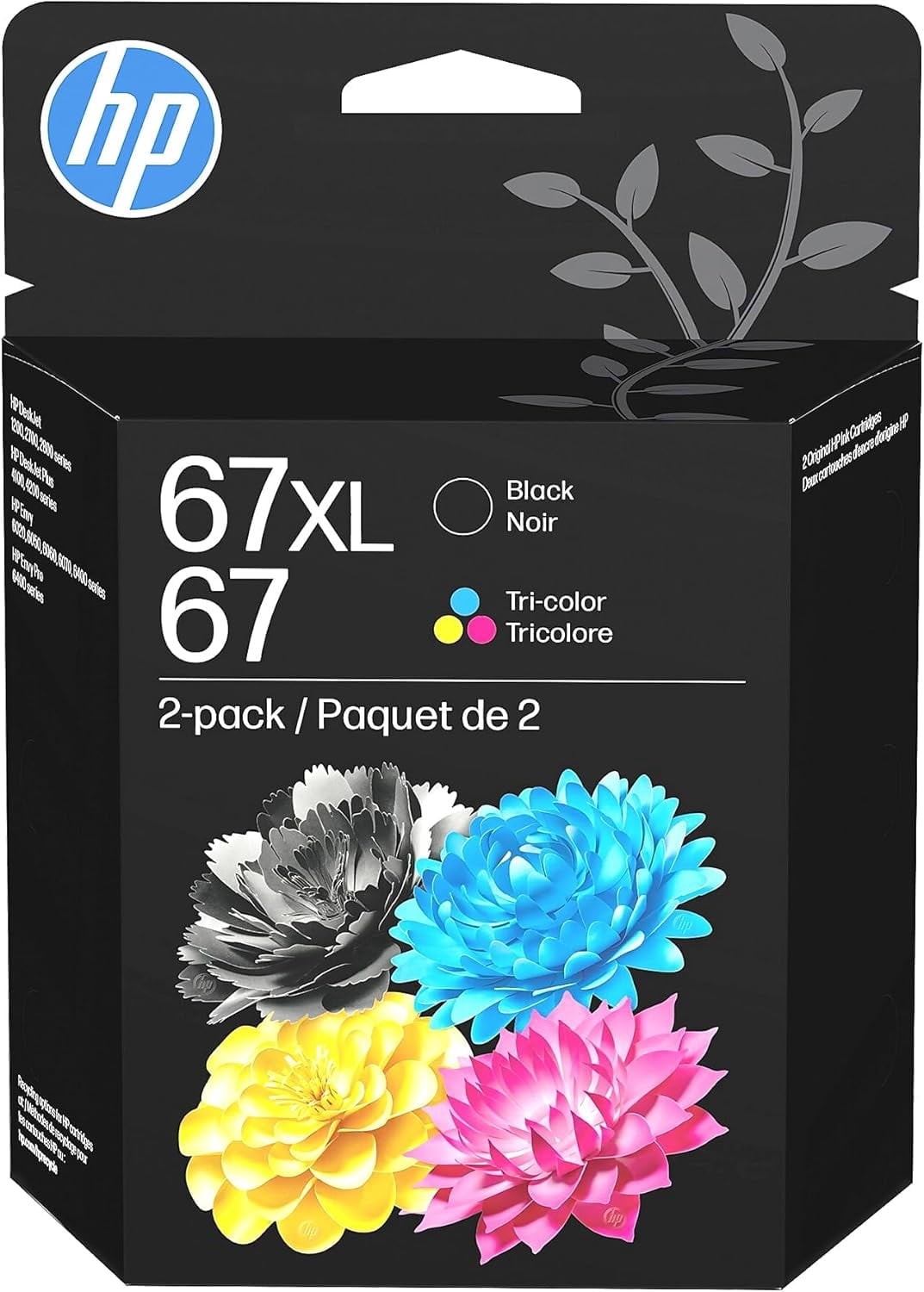 HP 67XL Black Tri-Color Ink Cartridges for HP DeskJet Envy Instant Ink 3YP30AN