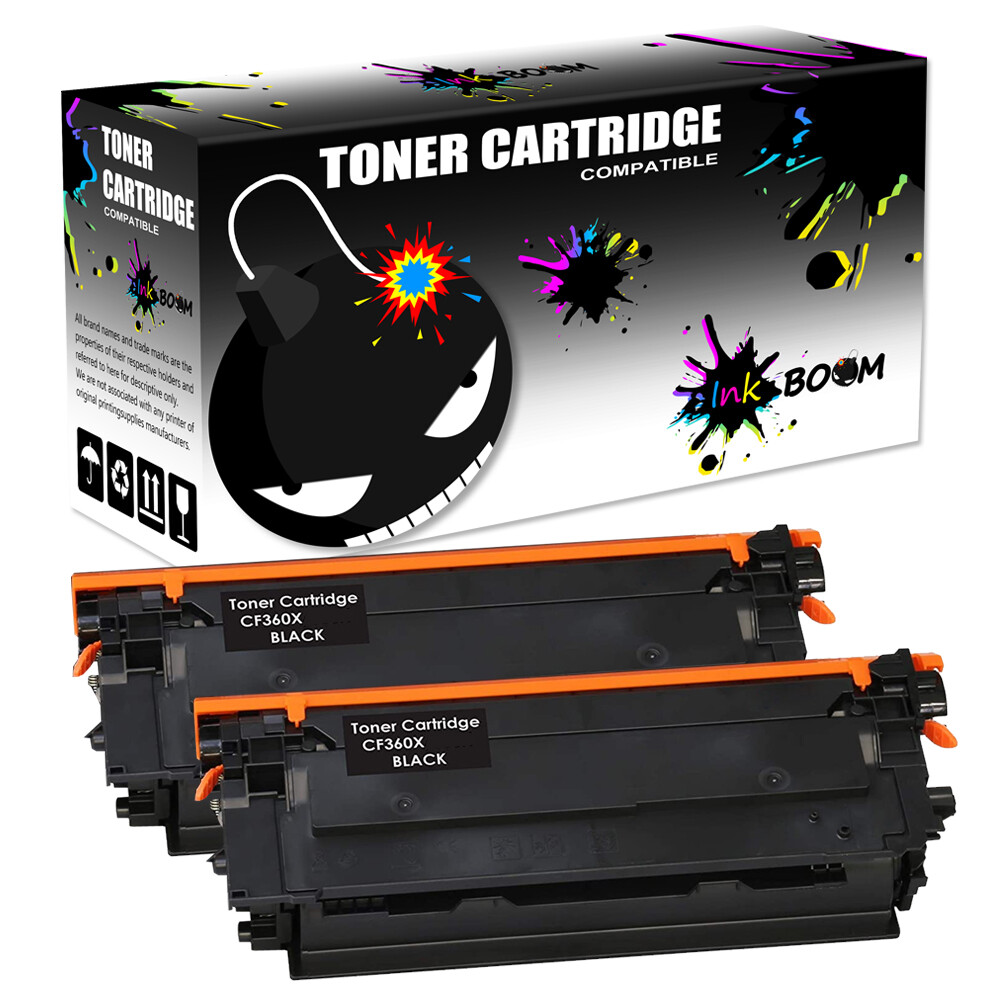 2 Black Toner replace for HP CF360X 508X Color LaserJet Enterprise M553dn M577z