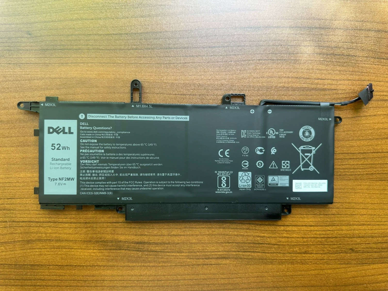 Genuine 52Wh NF2MW Laptop Battery for Dell Latitude 7400 2-in-1 9410 2-in-1 OEM