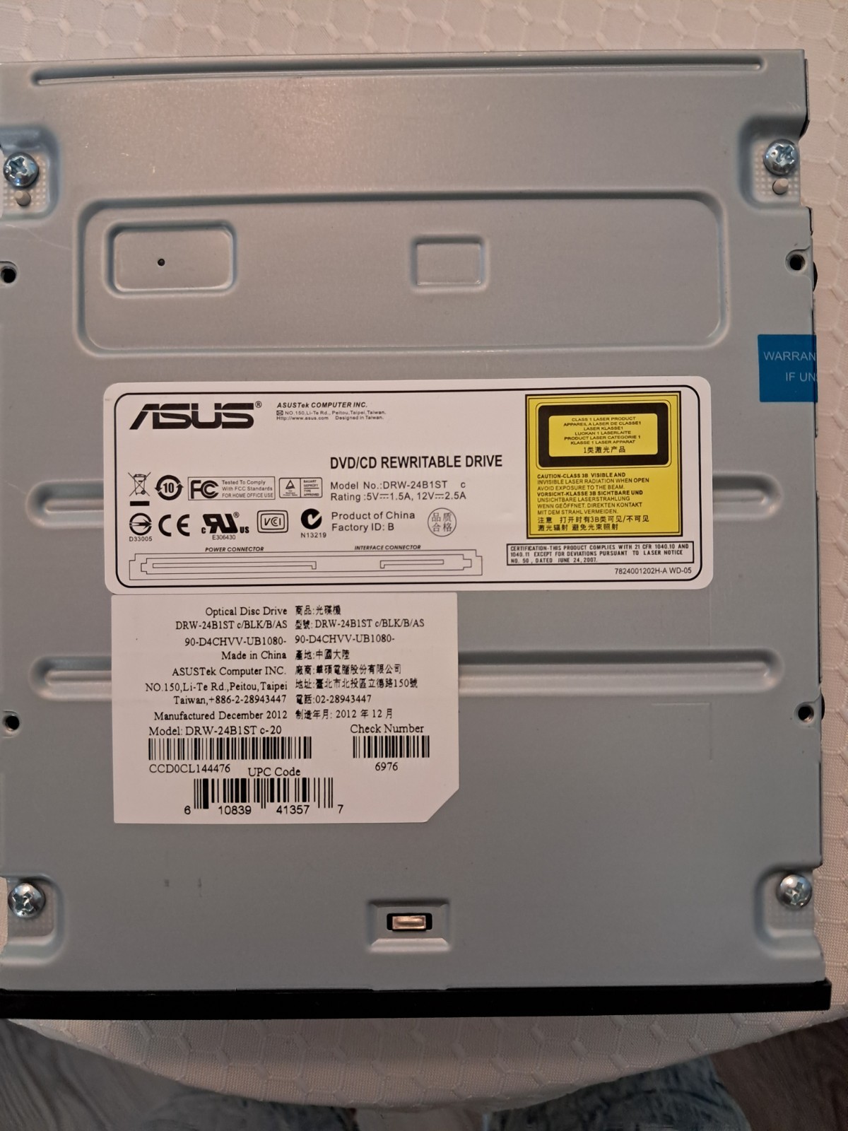 ASUS DVD/CD Rewritable Optical Drive DRW-24B1ST Internal Desktop 
