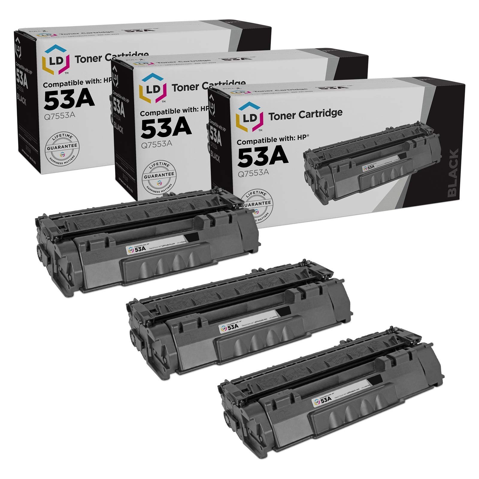 LD 3 Set Q7553A 53A Black Laser Toner Cartridge for HP LaserJet P2015dn M2727nfs