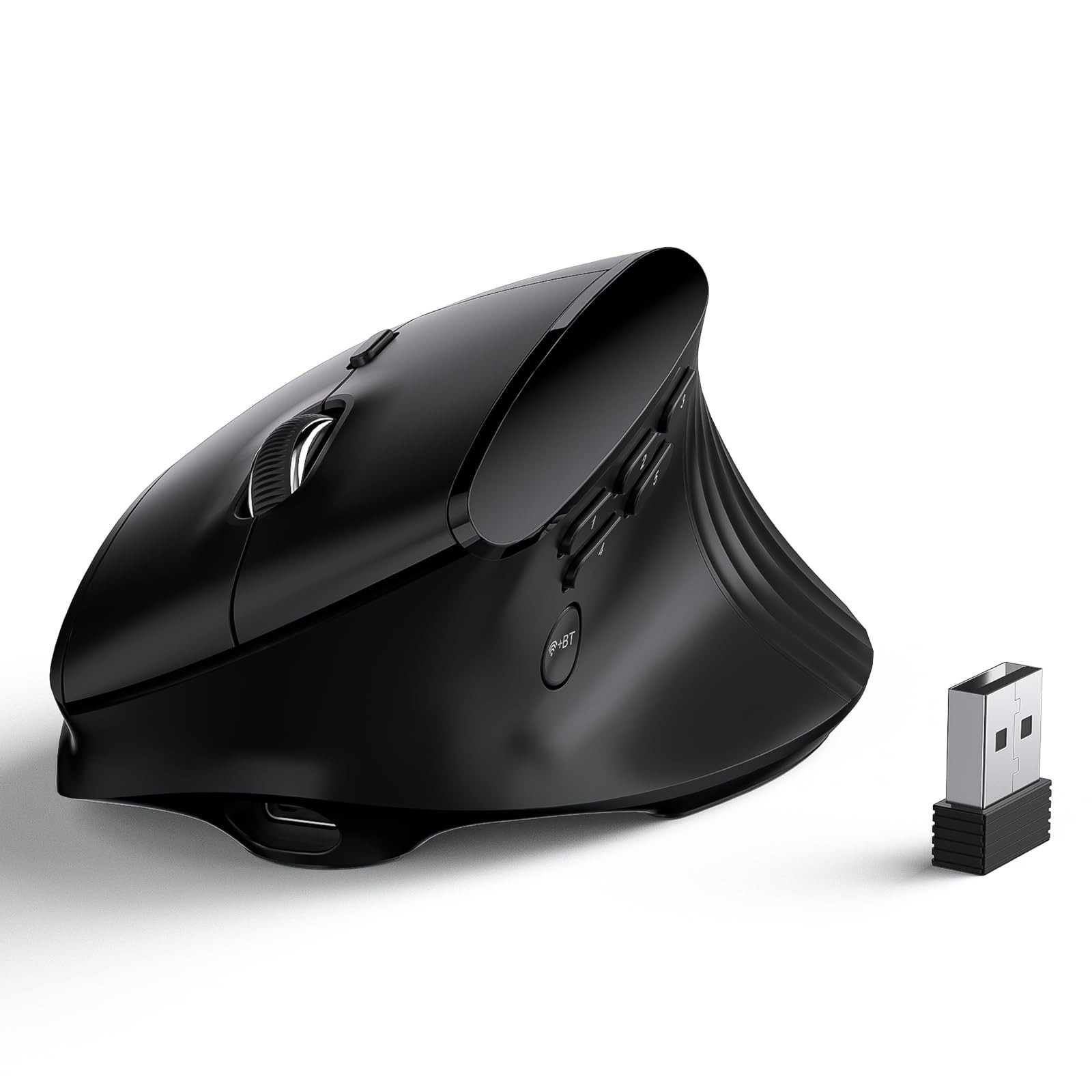 LTC GM051 Wireless Vertical Ergonomic Mouse – 8K DPI Optical, 9 Programmable ...