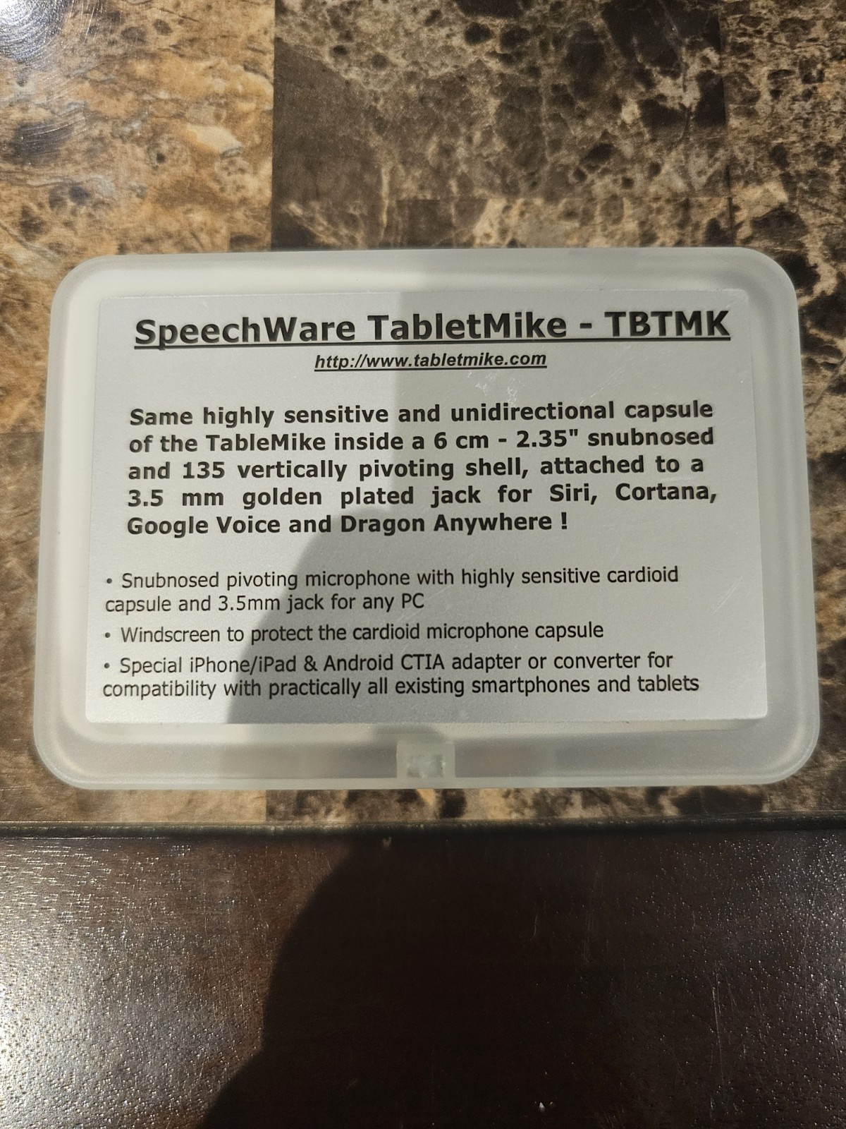 NEW SpeechWare TabletMike TBTMK Adapter 3.5mm Microphone Mic iPhone/iPad/Android