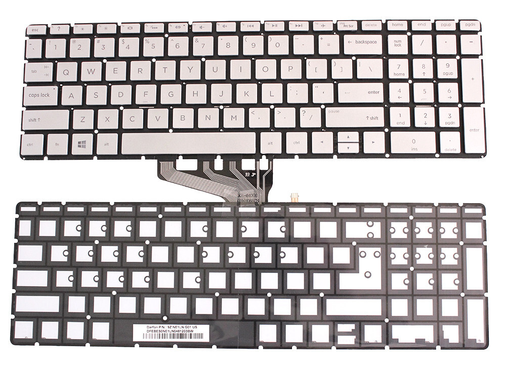 For HP 15-ef1040nr 15-ef1082nr 15-ef1041nr 15-ef0021nr Keyboard Silver Backlit