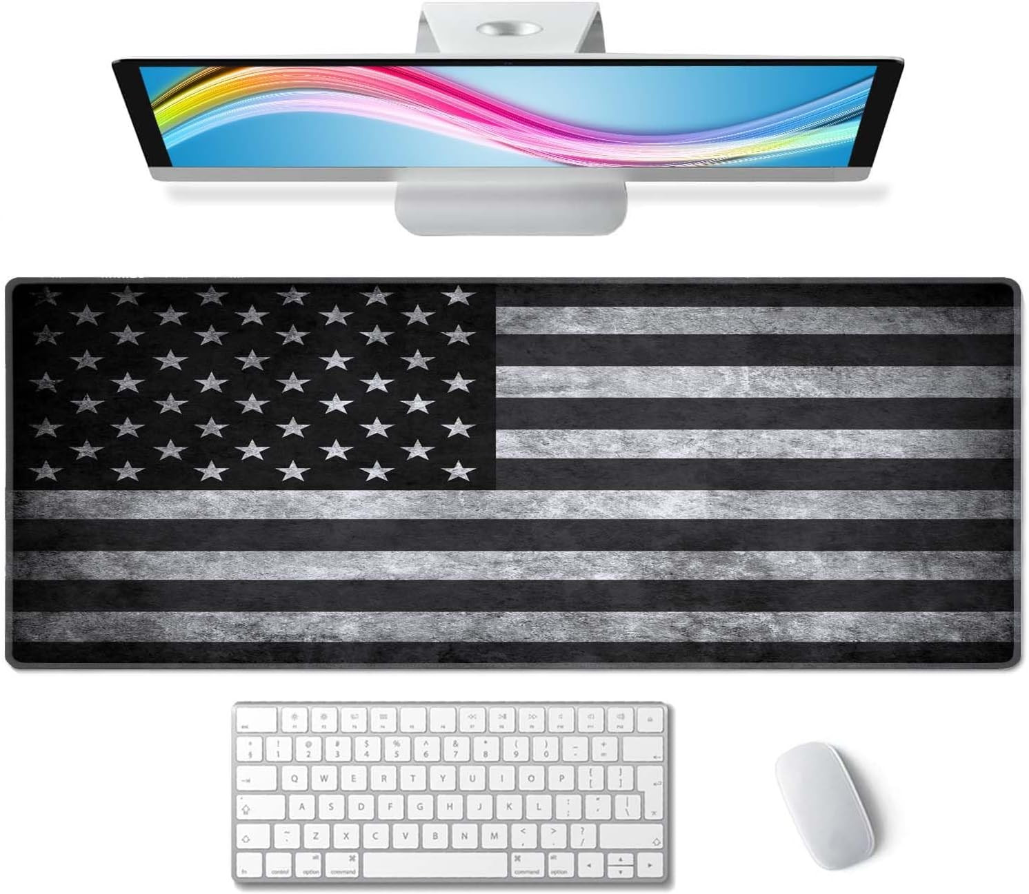 American Flag Desk Mat Pad Black and Grey Large Mouse Pad XL Desk Pad Gaming Mou