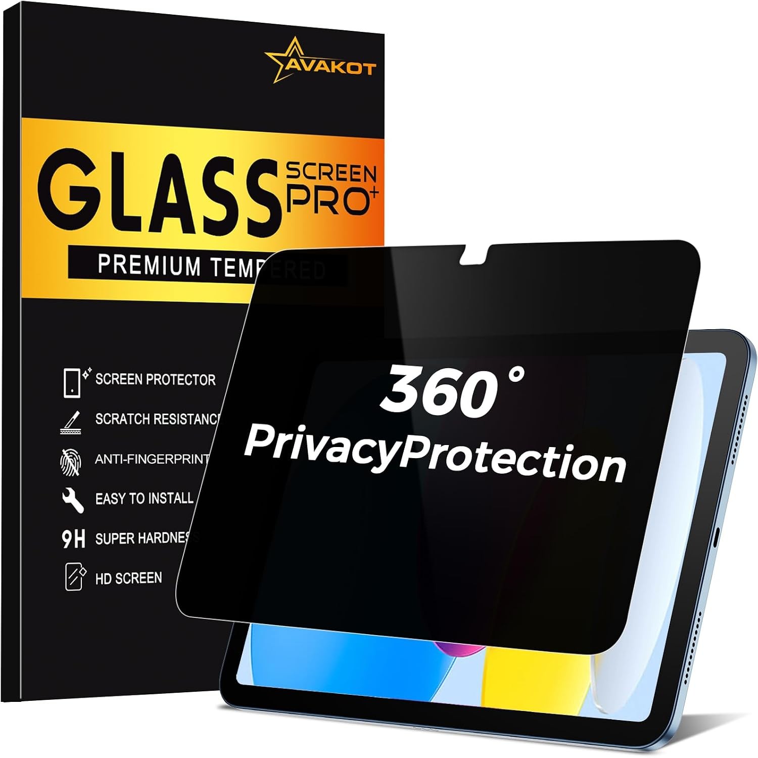 360° 4 Way Anti-Spy Privacy Screen Protector for iPad 10th/11th Gen, 1 Pack