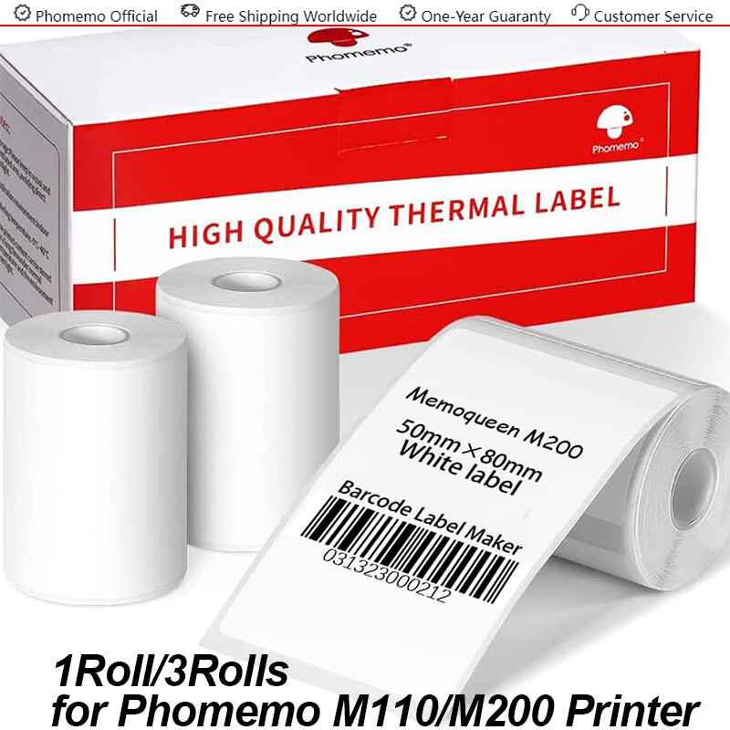 Phomemo 50x80mm Thermal Labels 3Roll Sticker Label for M110/M120/M200 Printer
