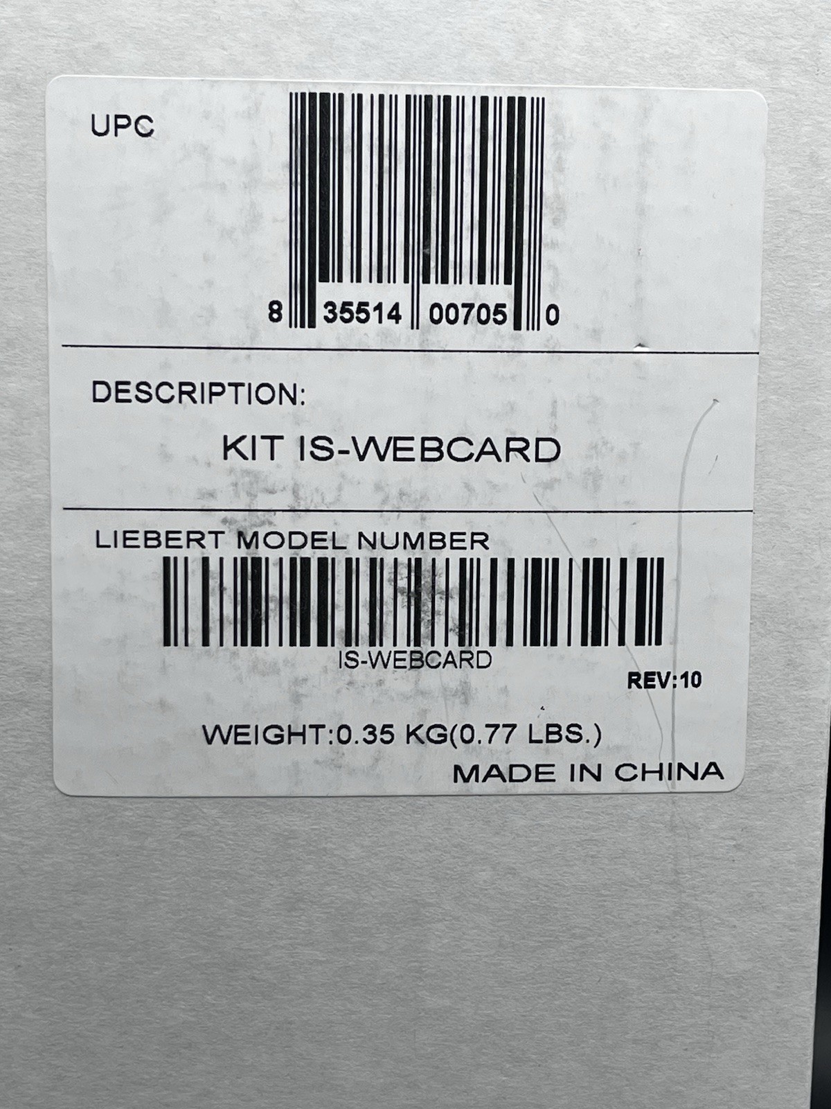 Emerson Liebert IS-WEBCARD IntelliSlot Web Card Rev 10 NOS Sealed
