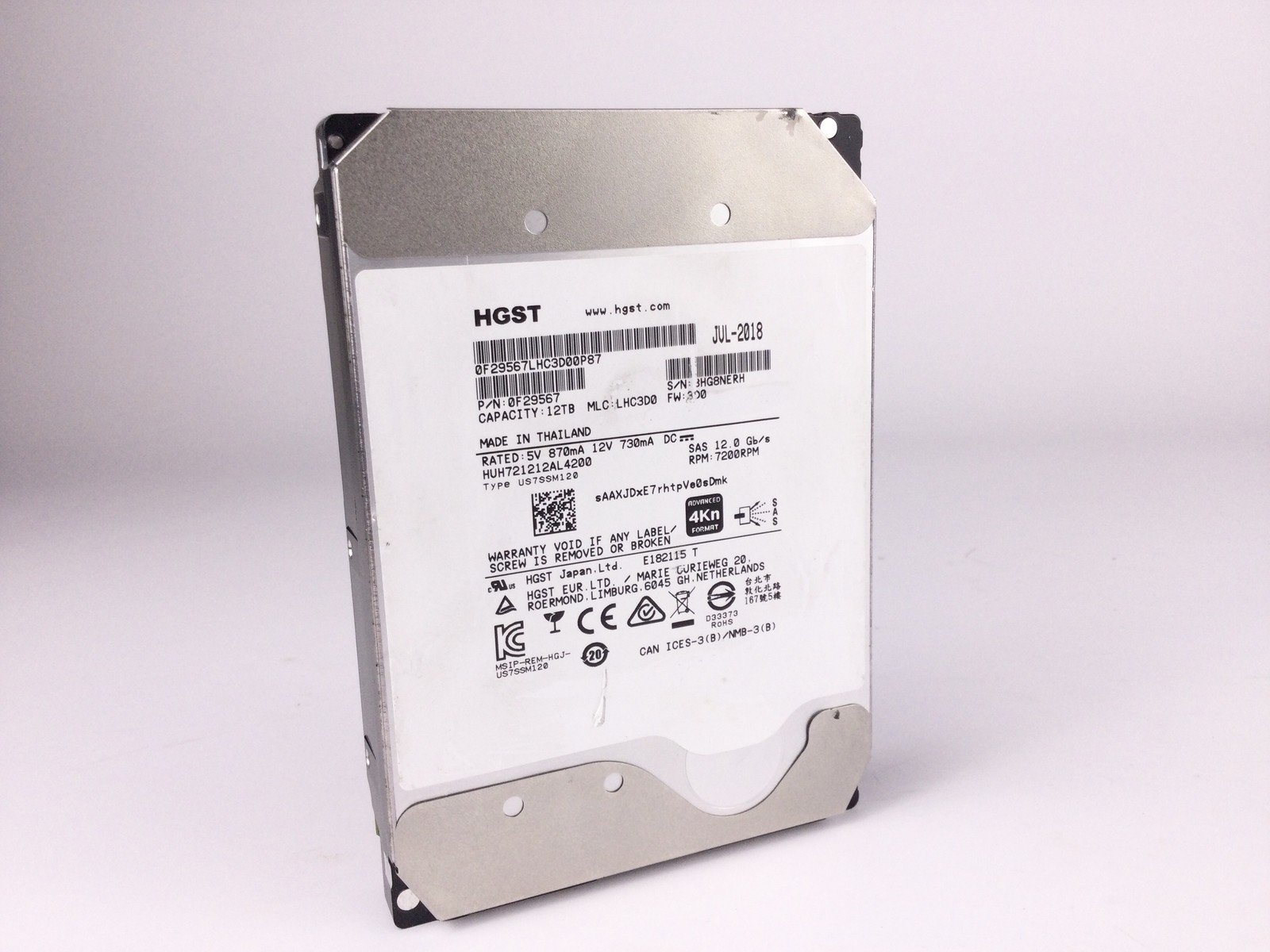 HGST HDD HUH721212AL4200 12TB 3.5" SAS 12Gb/s Server Hard Disk Drive *READ