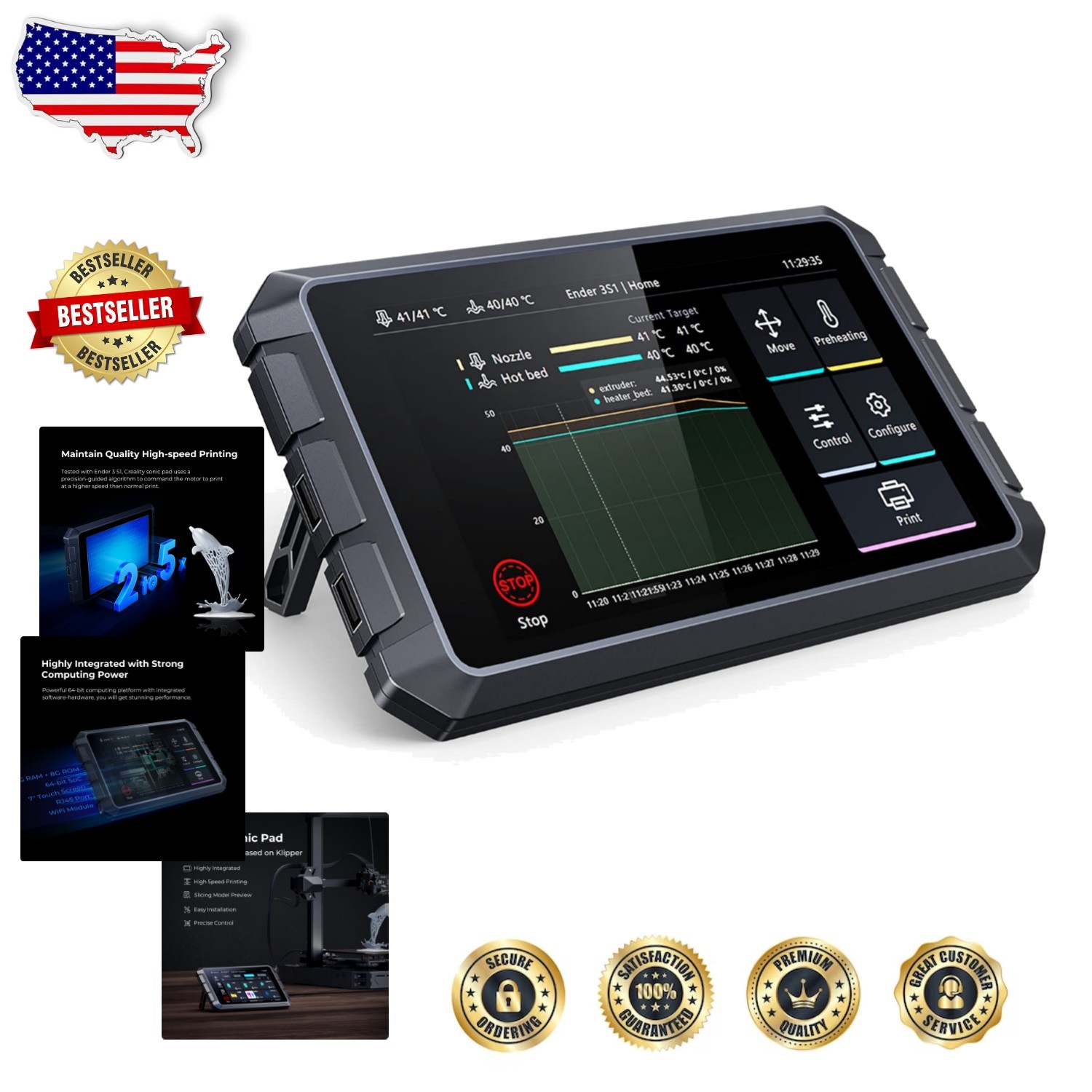 Creality Sonic Pad 7" Touchscreen Klipper 3D Printer Speed Control