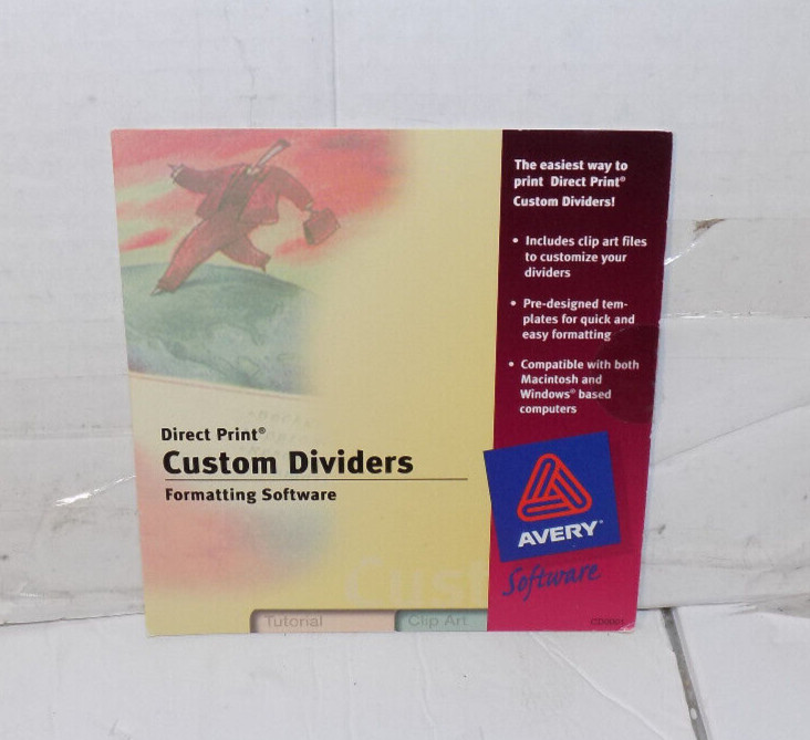 Avery Software Direct Print Custom Dividers Formatting Software Win 95/98/NT/3.1