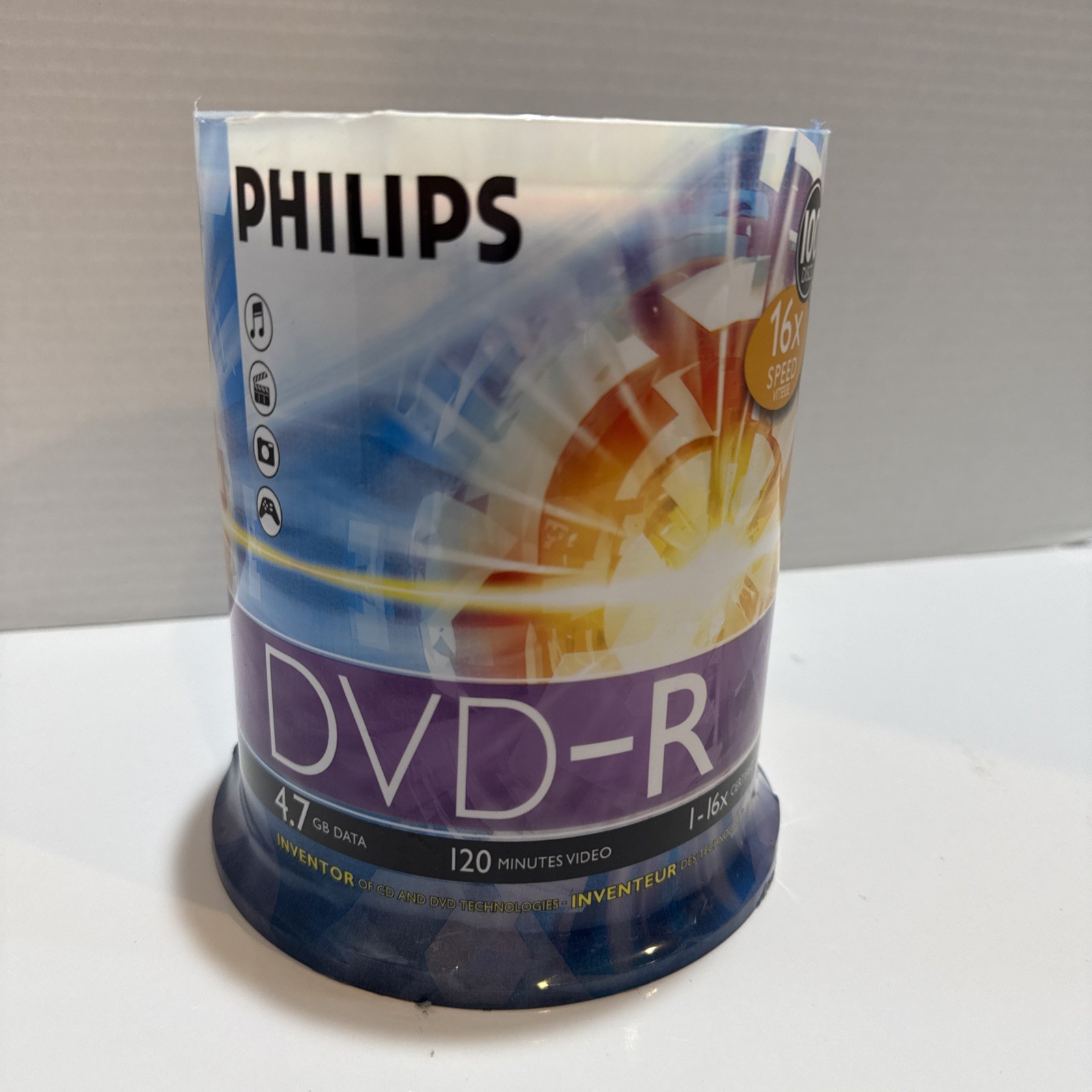 Phillips DVD-R - 100 Pack 16x 4.7 GB 120 Min Blank Media Disc - New