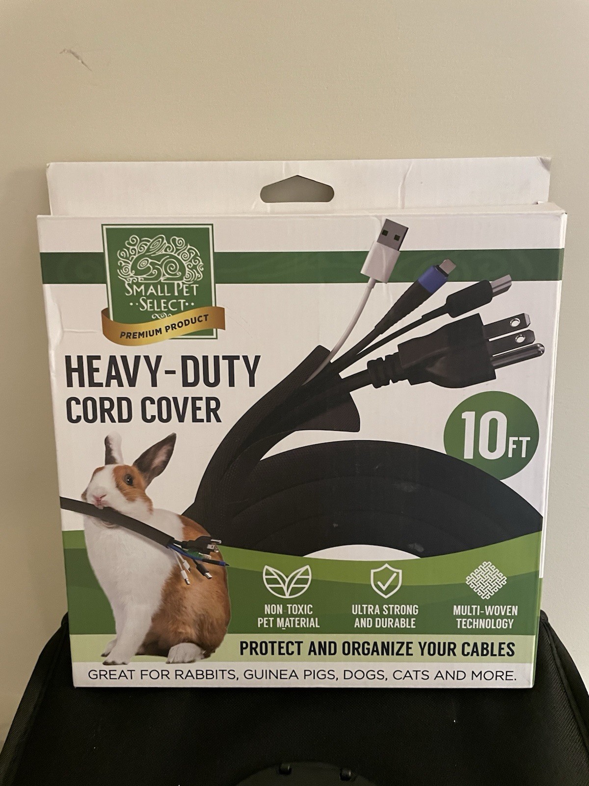 Small Pet Select Heavy Duty Cable Cover Cord Sleeve 10 ft Black