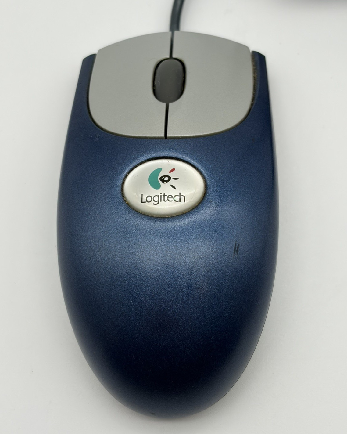 Logitech M-BJ58 Wired Optical Mouse Blue Silver USB Scroll Wheel