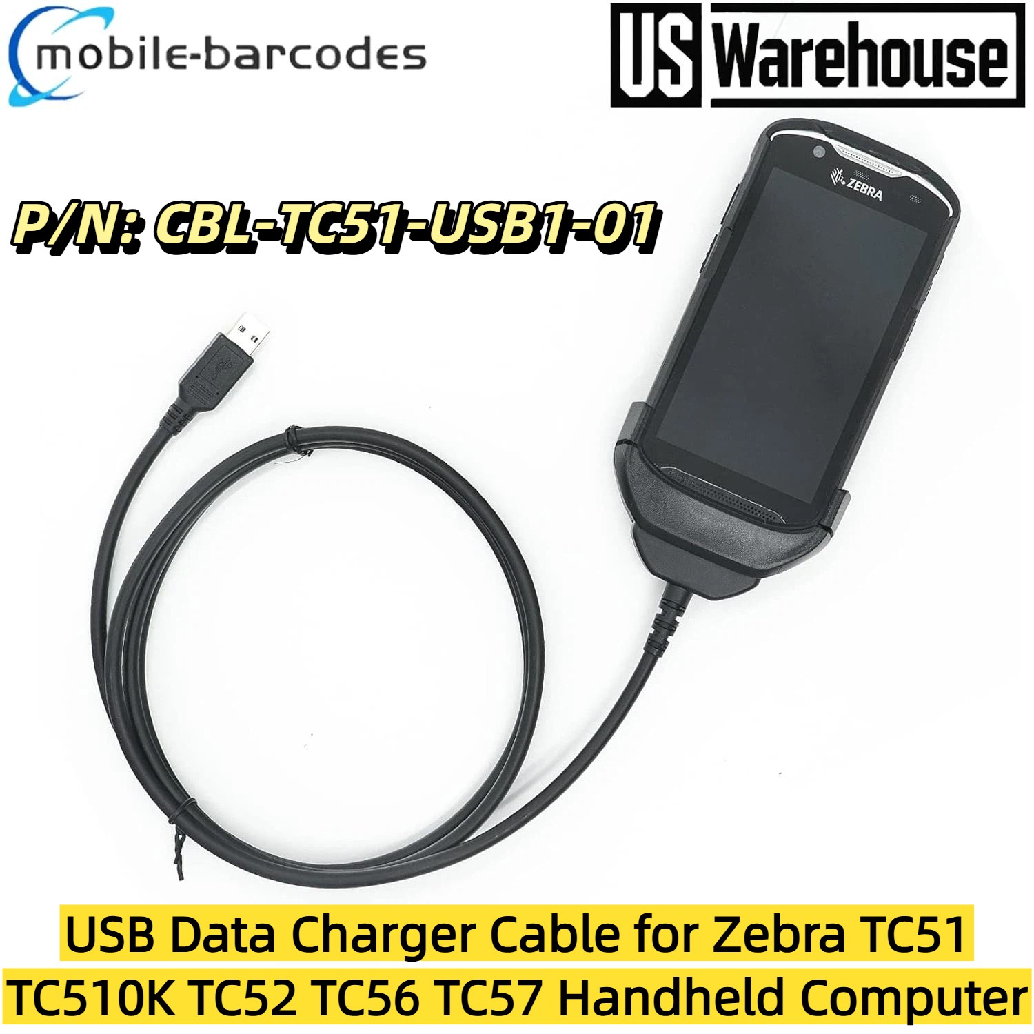 USB Data Charger Cable for Zebra TC51 TC510K TC52 TC56 TC57 CBL-TC51-USB1-01