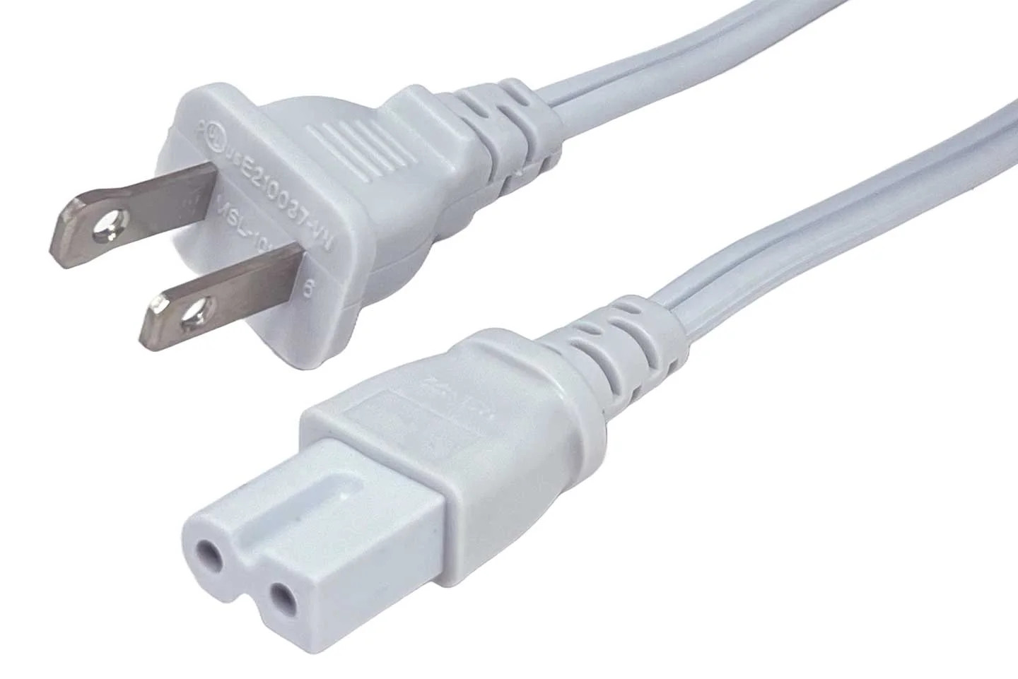SF Cable 2ft 18 AWG 2-Slot Polarized Power Cord IEC320C7 to NEMA 1-15P - White