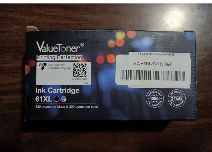 ValueToner 2PK Black & Color Ink Cartridges - For HP 61XL