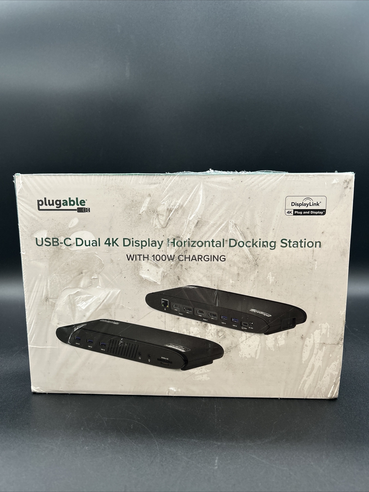 Genuine Plugable USB-C Dual 4K Display Horizontal Docking Station w/ 100 Chargng