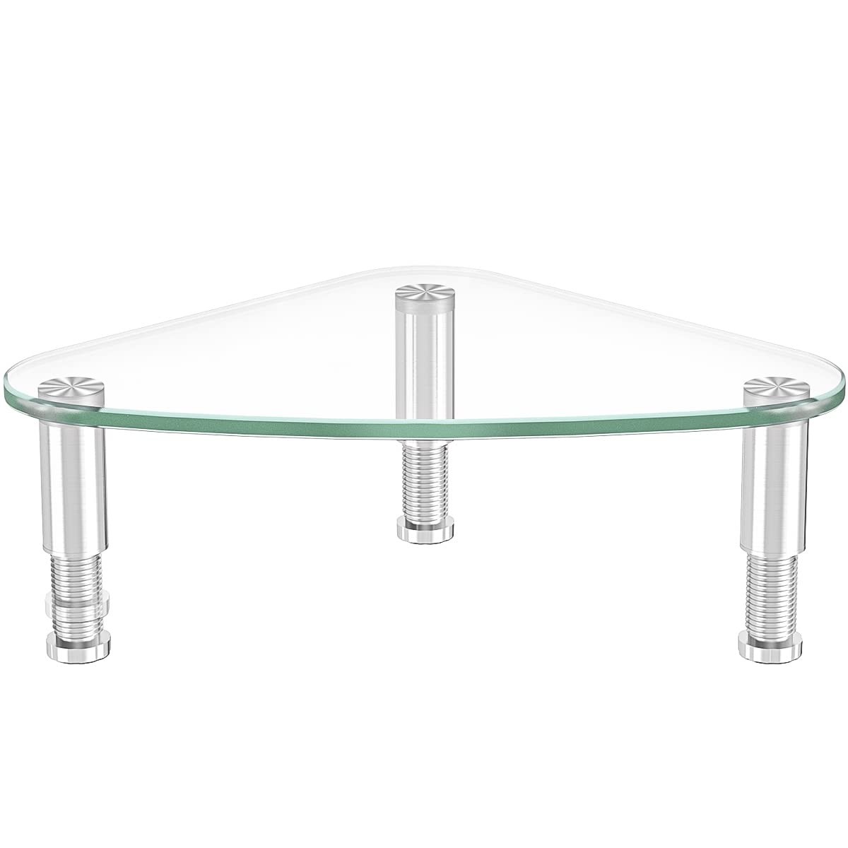 Clear Glass Computer Monitor Riser / Triangle Desktop Universal Corner Stand ...