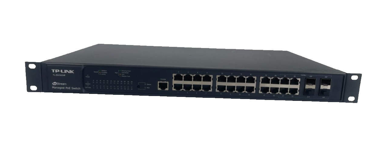 TP-Link TL-SG3424P JetStream 24-Port PoE+ Managed Ethernet Switch + Rack Ears