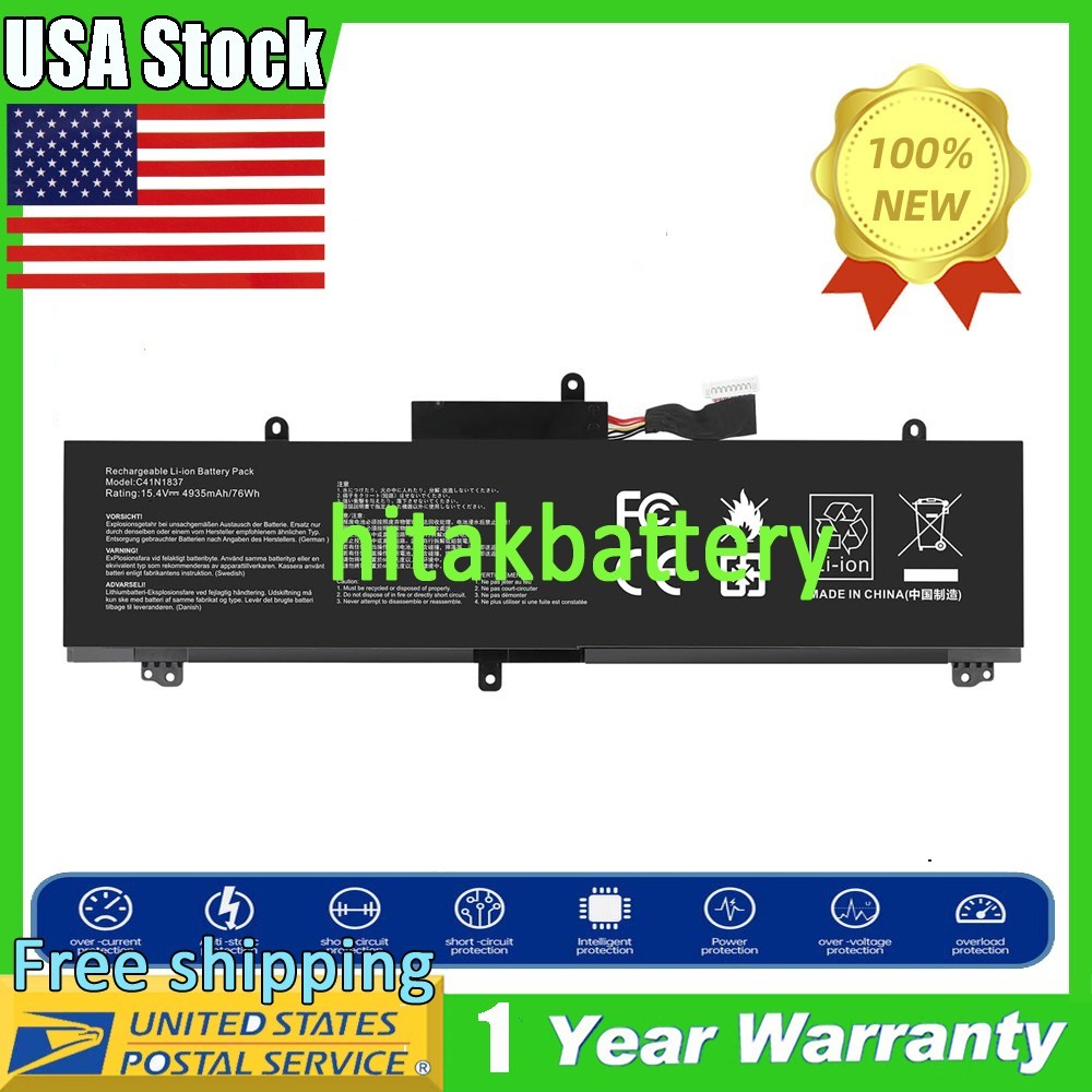 Battery For Asus TUF DASH F15 FX516PR FX516PM 0B200-03380300 C41N1837 15.4V 76Wh