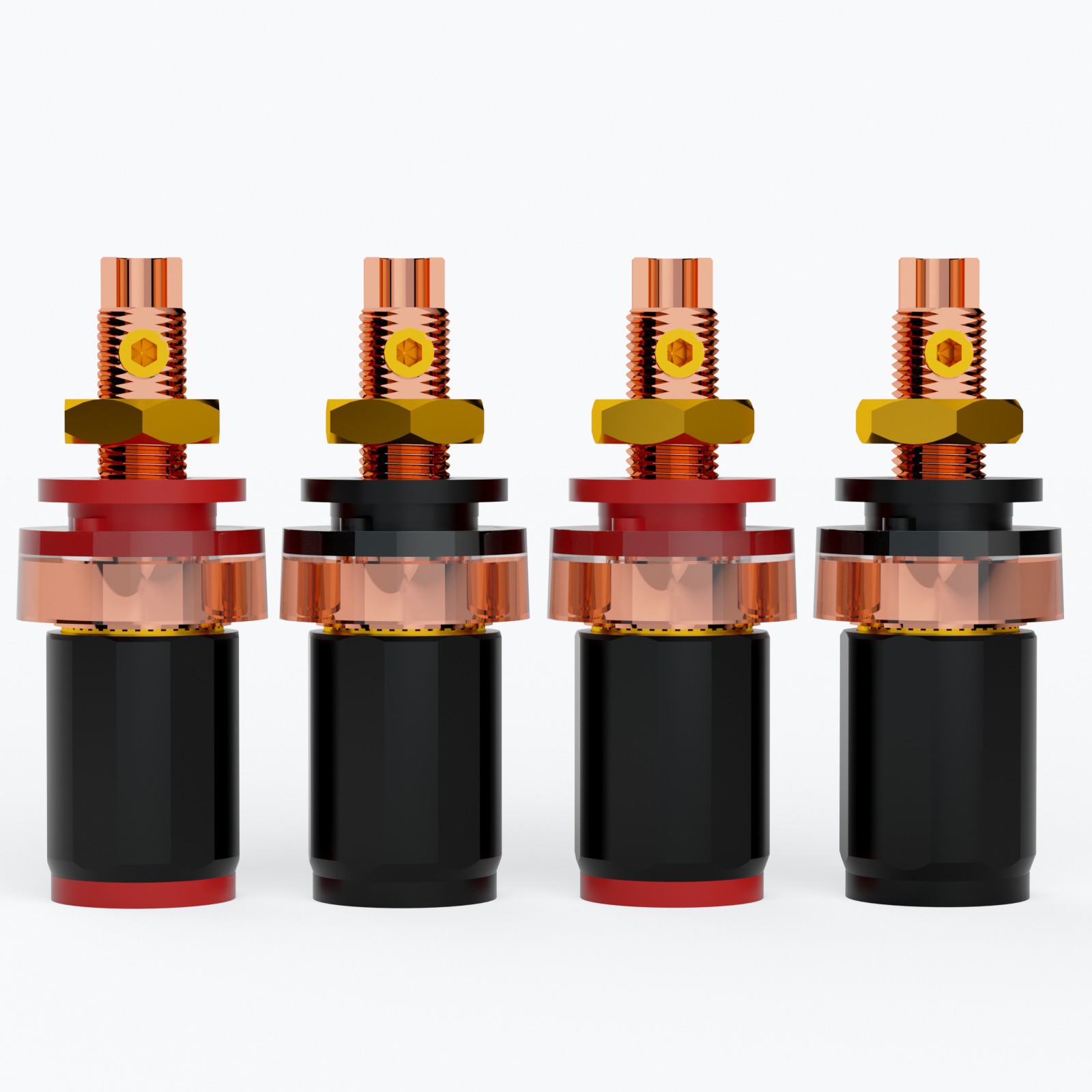 4 Pcs Brass Screw Solder Connector Copper Plated 4.5mm Core PA66+GF30% Red/Black