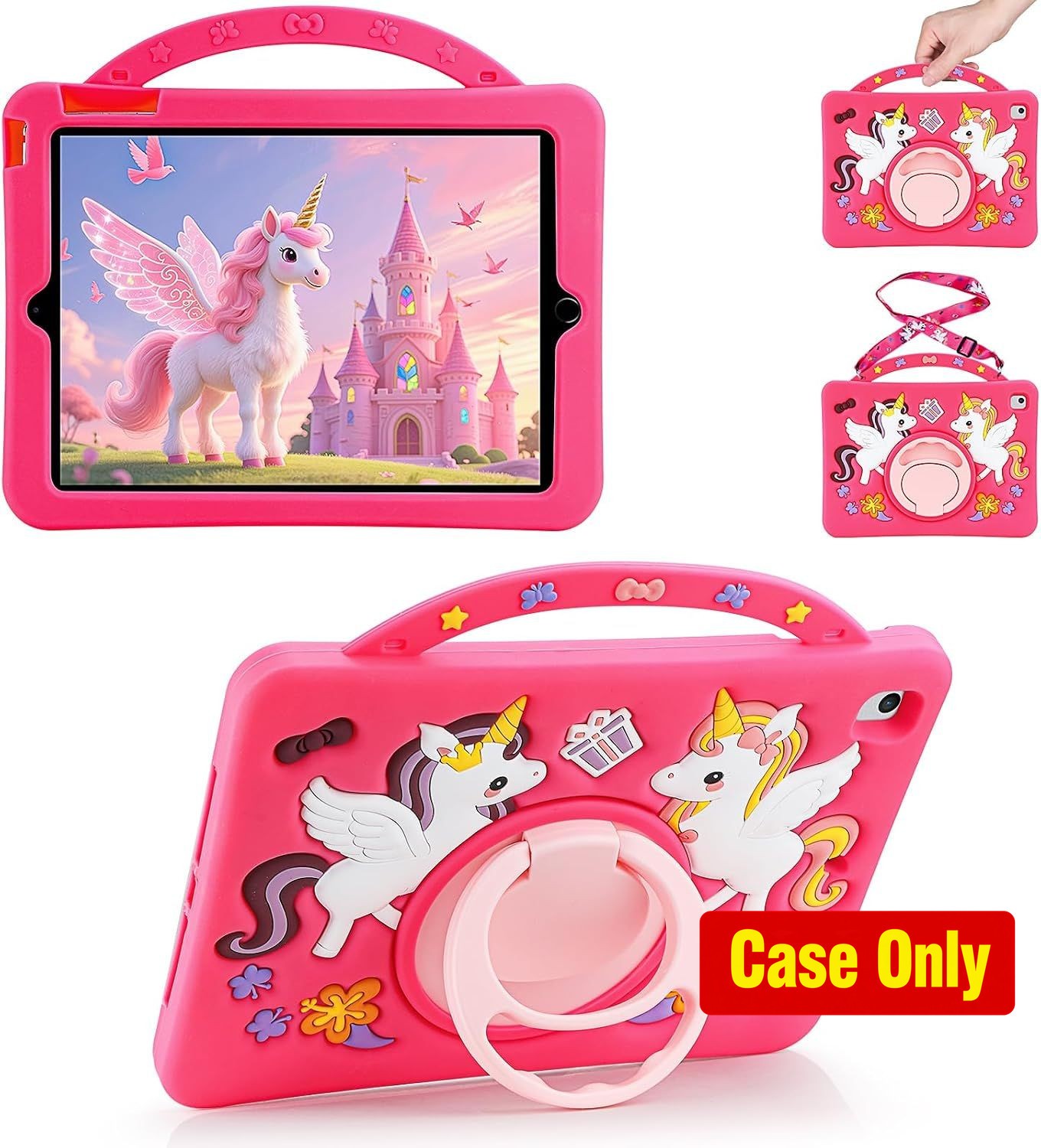 Case for iPad 5th/6th Generation - Cute Unicorn Design with Detachable Strap