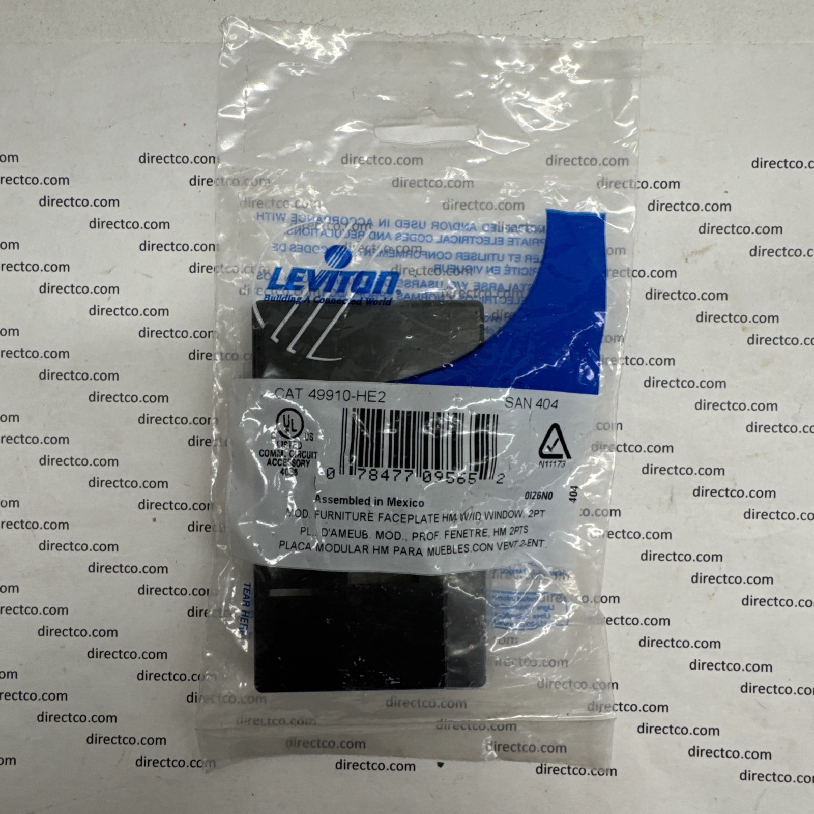 Leviton 49910-HE2 Quickport Modular Furniture Faceplate 2-Port Black NEW SEALED