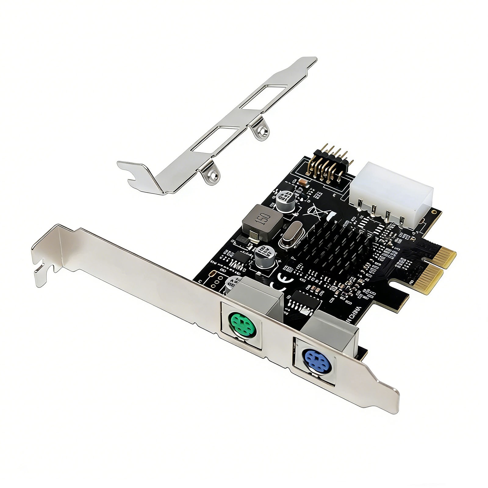 New PCIe to 2x PS/2 Port Card Keyboard Mouse Adapter w/ Low Profile Bracket