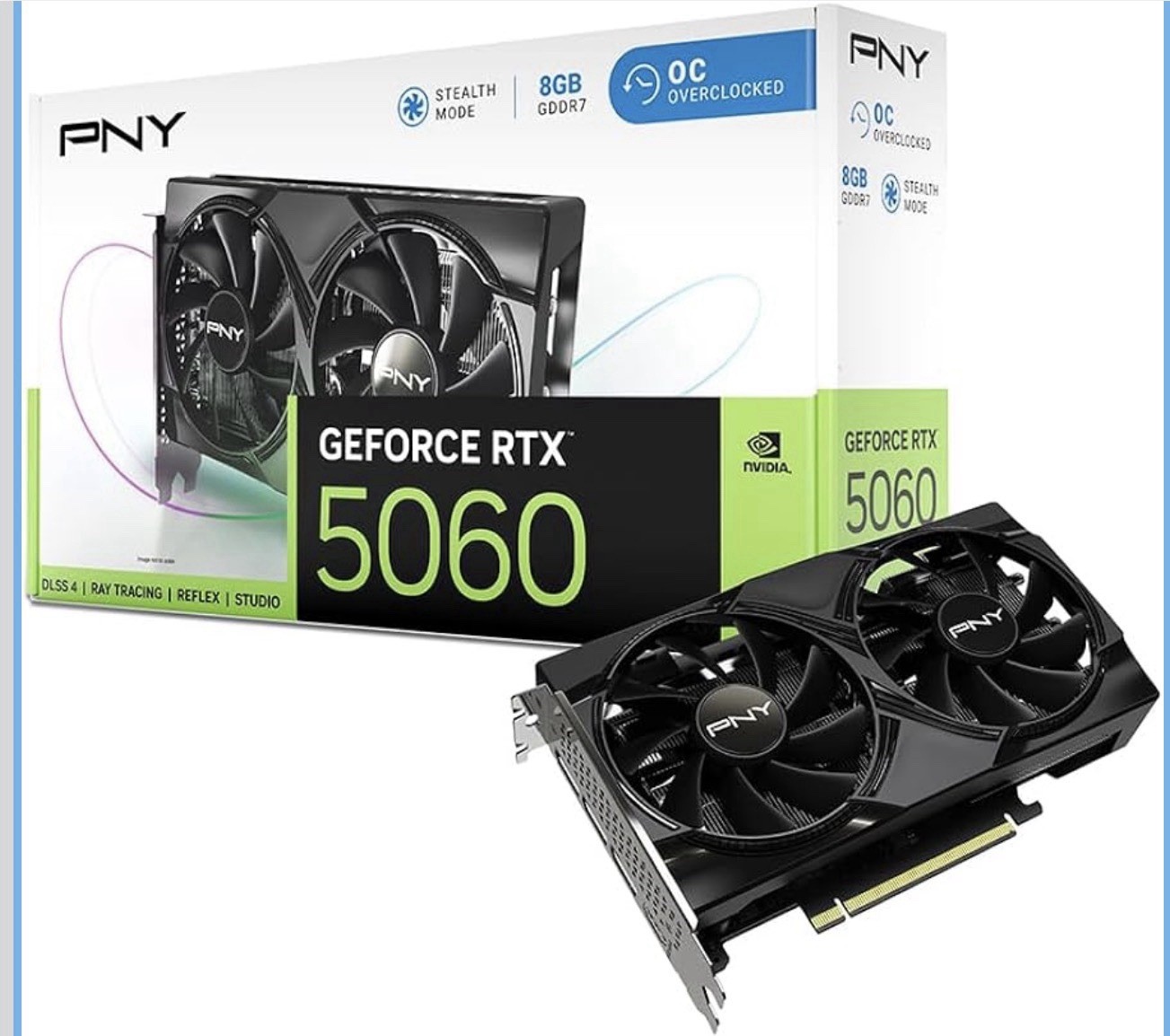 PNY NVIDIA GeForce RTX™ 5060 OC Dual Fan Graphics Card (8GB GDDR7, 128-bit)™
