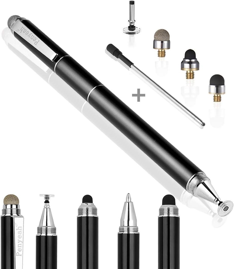 Penyeah Stylus Pen, 4 in 1 Disc Pens for Touch Screens, High Black 