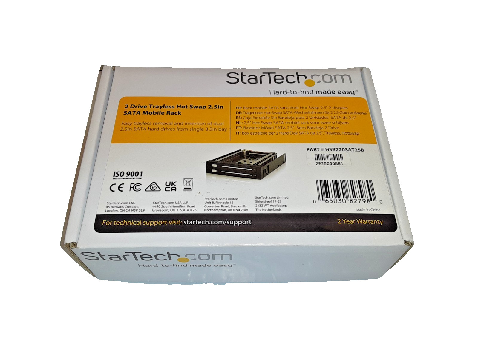 StarTech HSB220SAT25B 2 Drive Trayless Hot Swap 2.5" SATA Mobile Rack