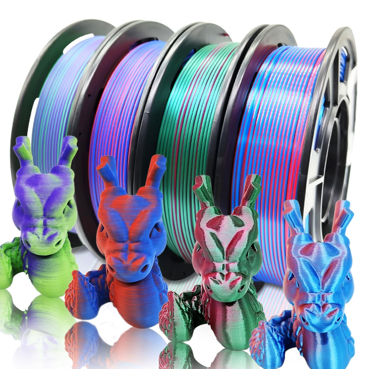 4X 250g Color Pack, Dual Color Filament Coextrusion PLA Filament 1.75mm for 3...