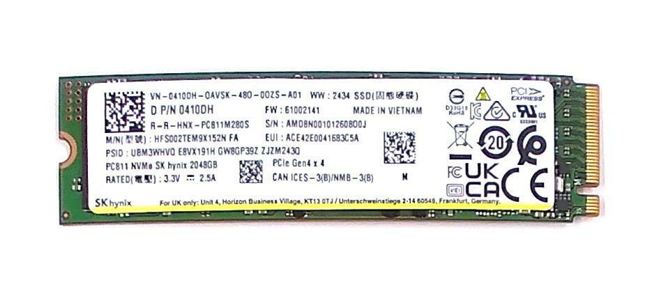 SSD Drives Dell 410DH (Sk Hynix HFS002TEM9X152N) 2TB PC811 M.2 2280 NVMe PCI-e