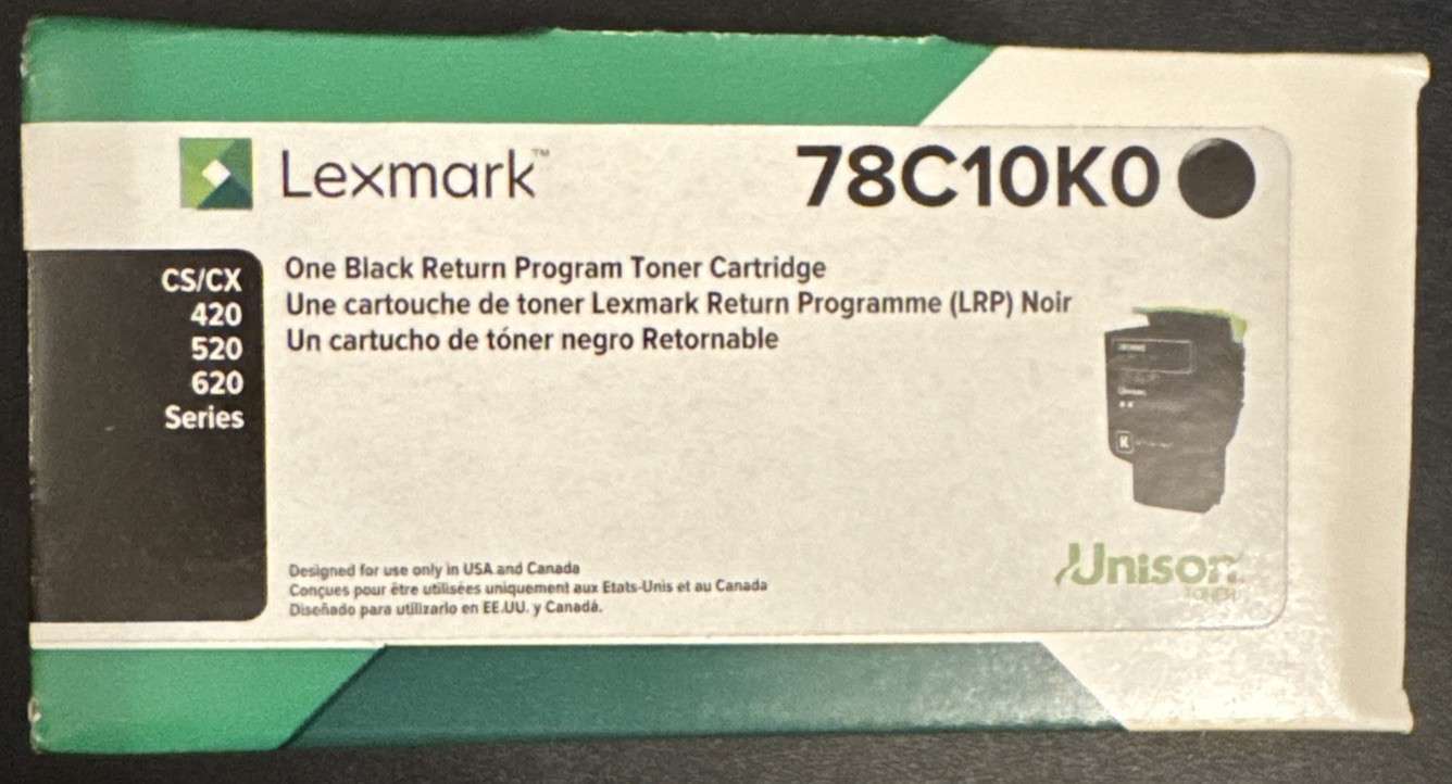 New Lexmark 78C10K0 Black Return Program Toner Cartridge
