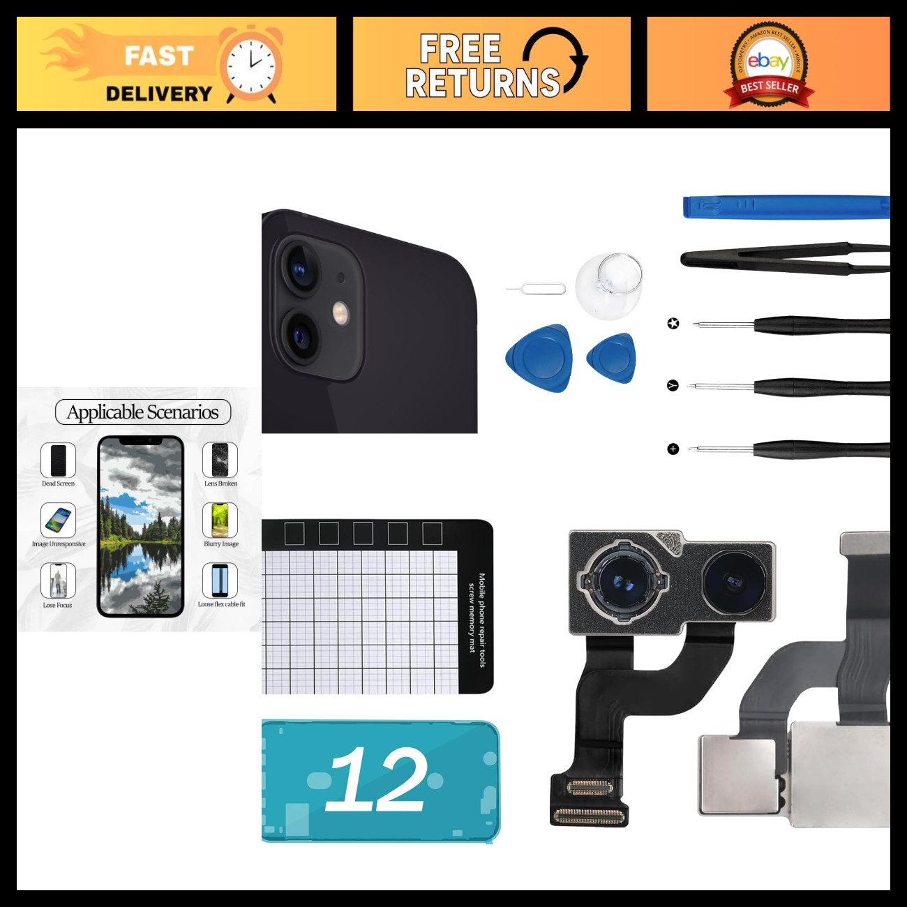 Main Rear Camera for iPhone 12 Back Camera Replacement