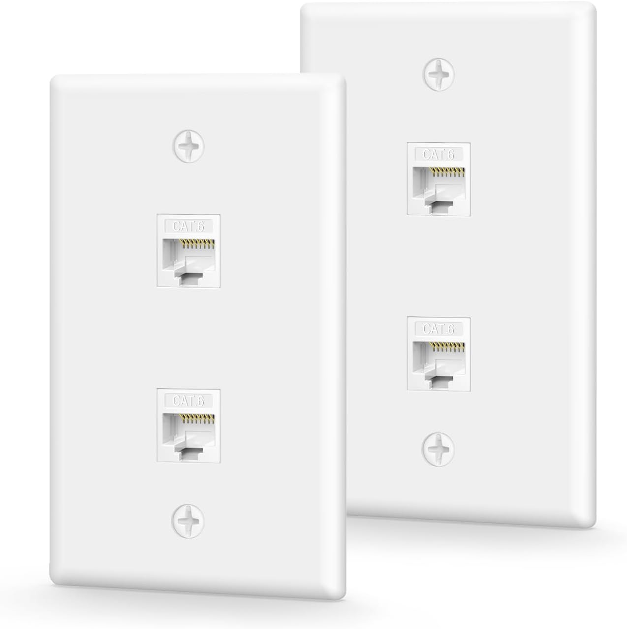 2-Port Ethernet Wall Plate UL Listed White 2-Pack