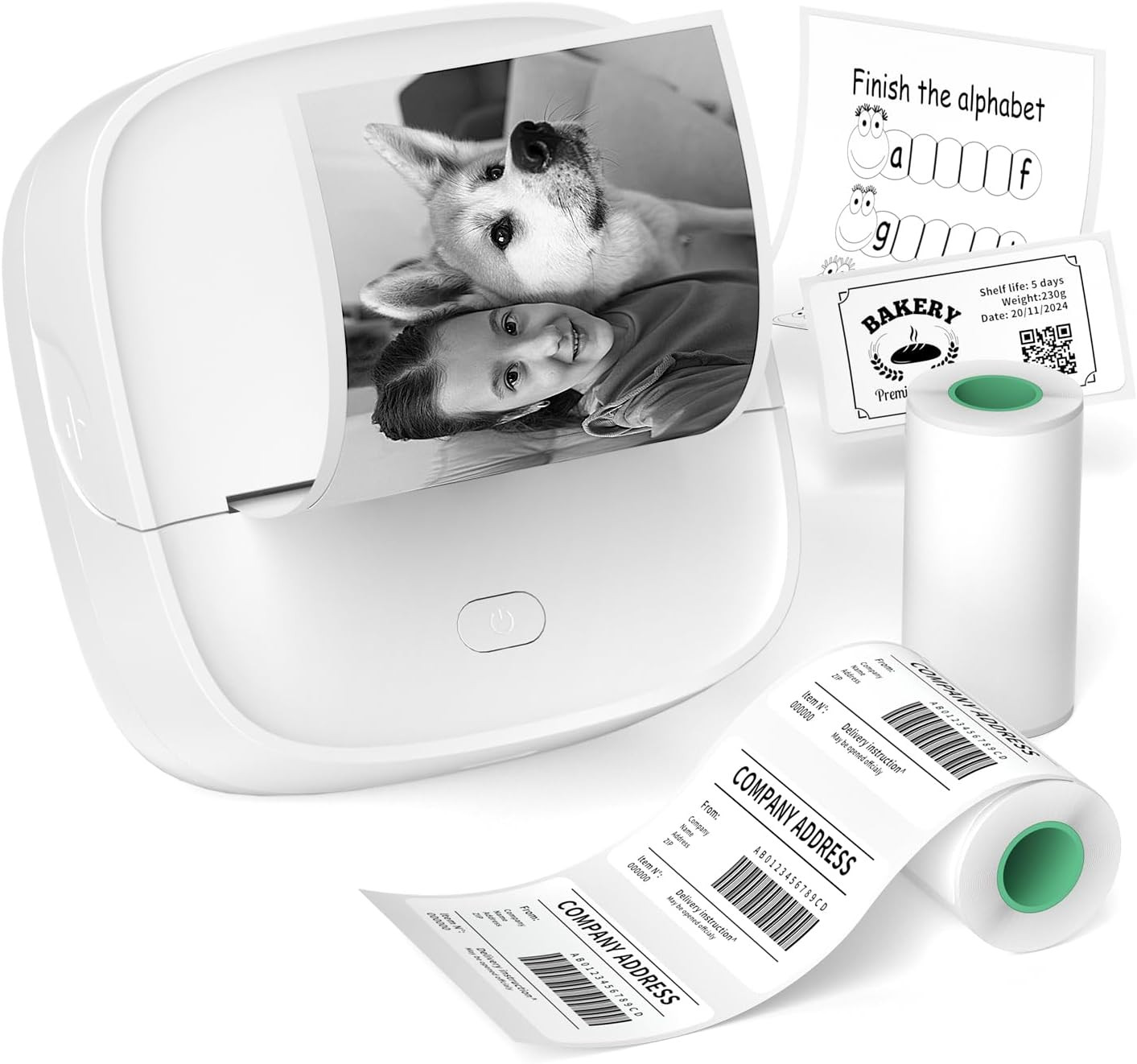 JD-23 Sticker Printer, Mini Portable Thermal Printer Print Pod, Inkless White