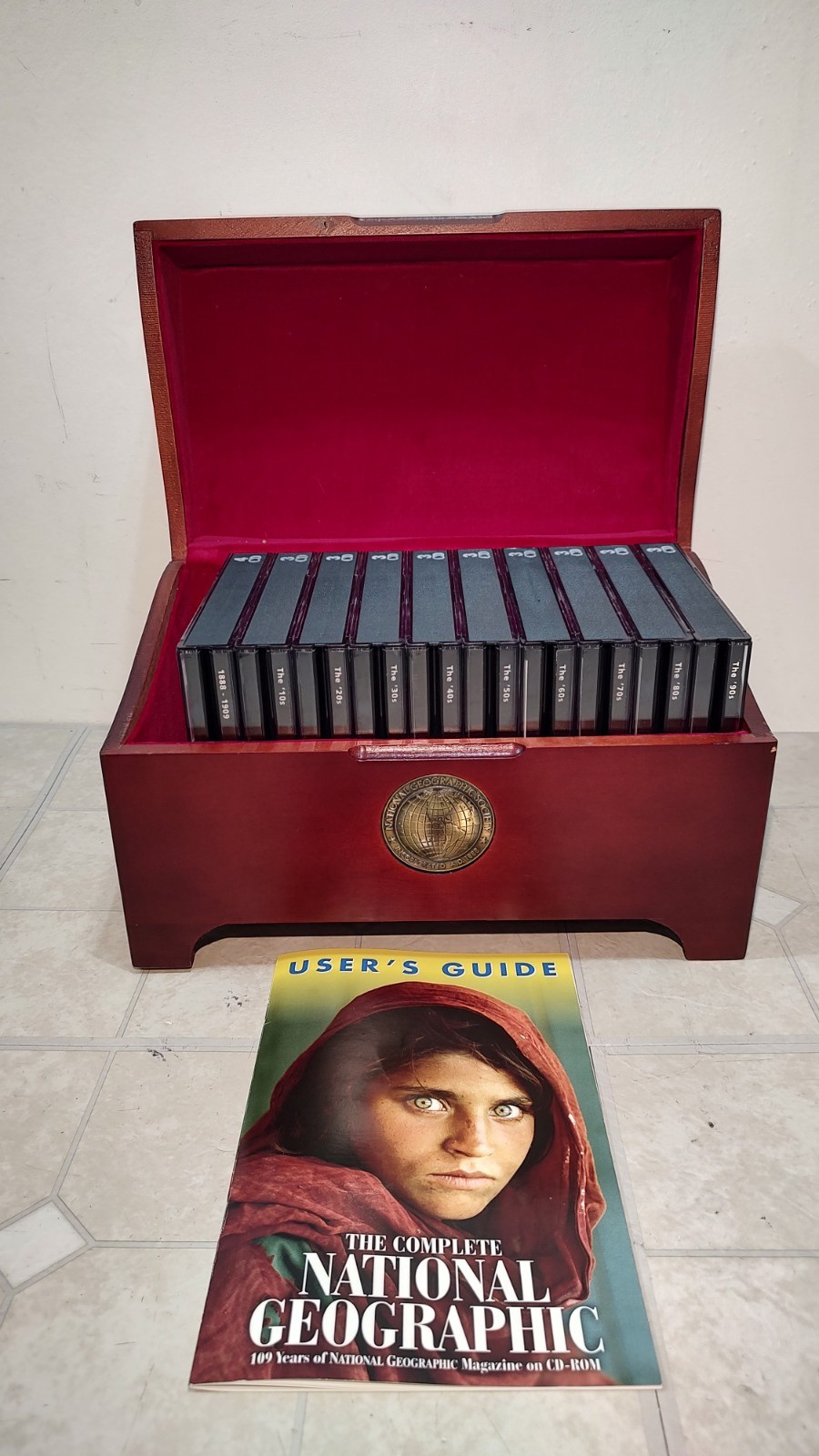 The Complete National Geographic CD-ROM Set in the original wooden storage chest