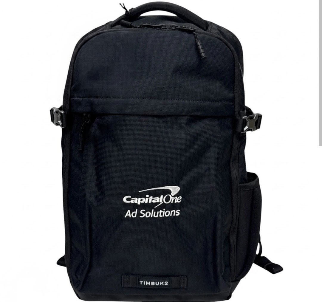 Timbuk2 Division Laptop Backpack Deluxe Black Capital One Logo Travel NEW 