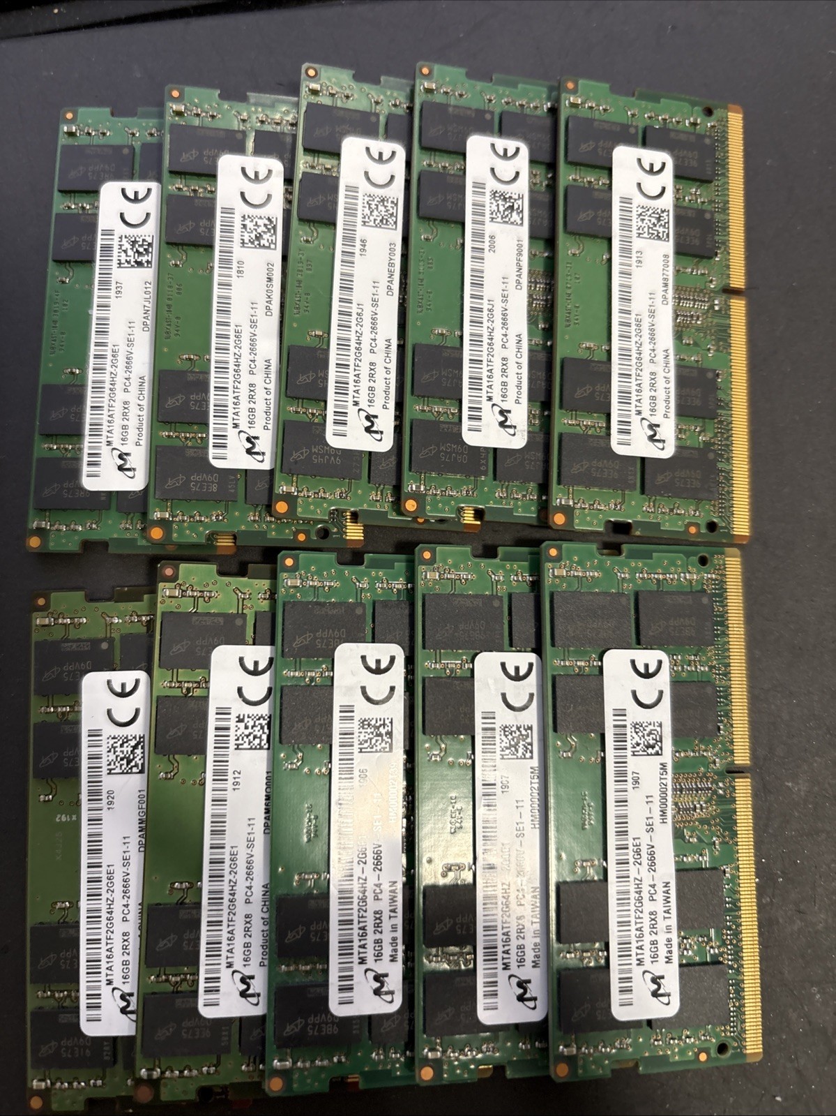Lot Of 10 Micron 16gb 2Rx8 ddr4 2666V Laptop Memory