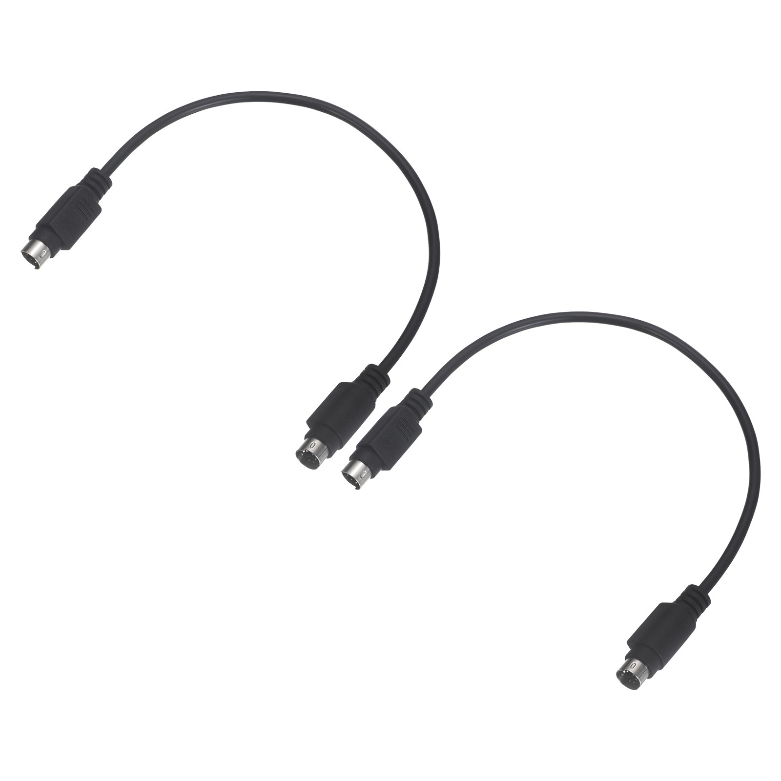 2Pcs PS/2 Mouse and Keyboard Cable 6P 0.98 Feet Male to Male Black