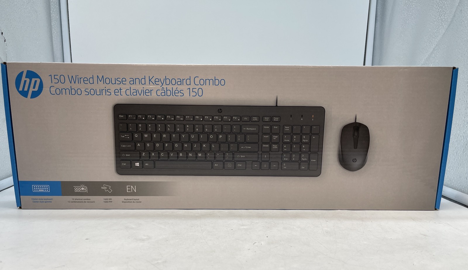 NEW HP 150 Wired Mouse and Keyboard Combo 1600 DPI -Chiclet Style Keys- Free S/H