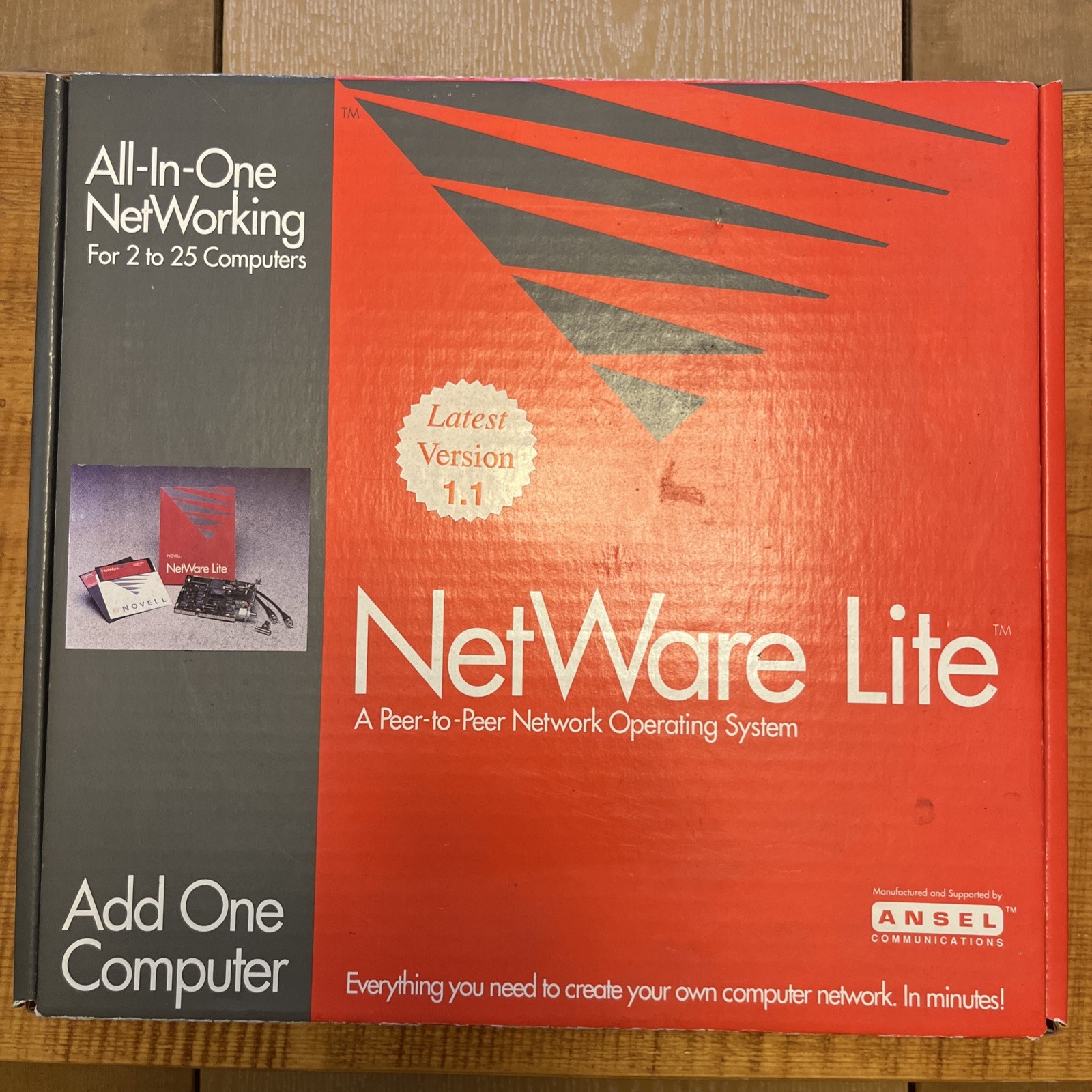 vintage Novell Netware Lite V1.1 / Utility Software, Manuals Floppy Disks