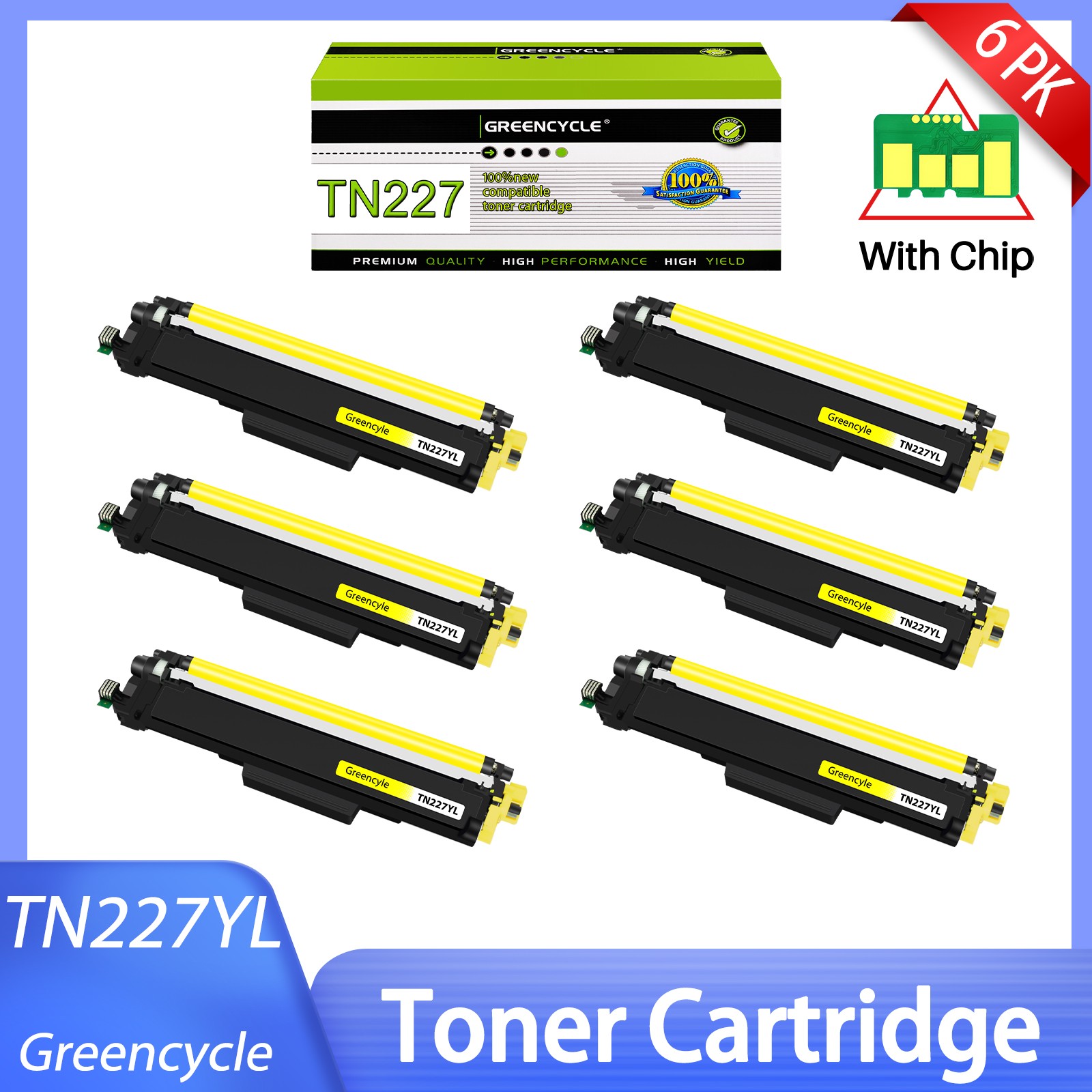 6PK TN227 YELLOW Toner Cartridge For Brother HL-L3210CW HL-L3230CDW MFC-L3770CDW