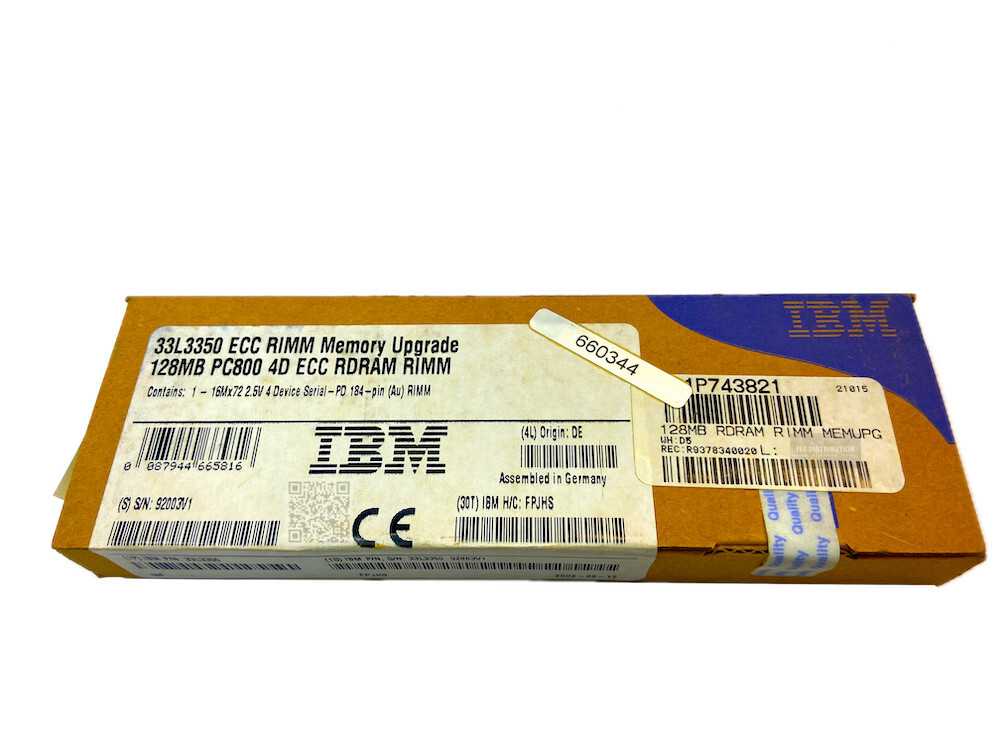 33L3350 I New Sealed IBM 128MB RDRAM RIMM PC800 ECC 184 Pin Memory Module
