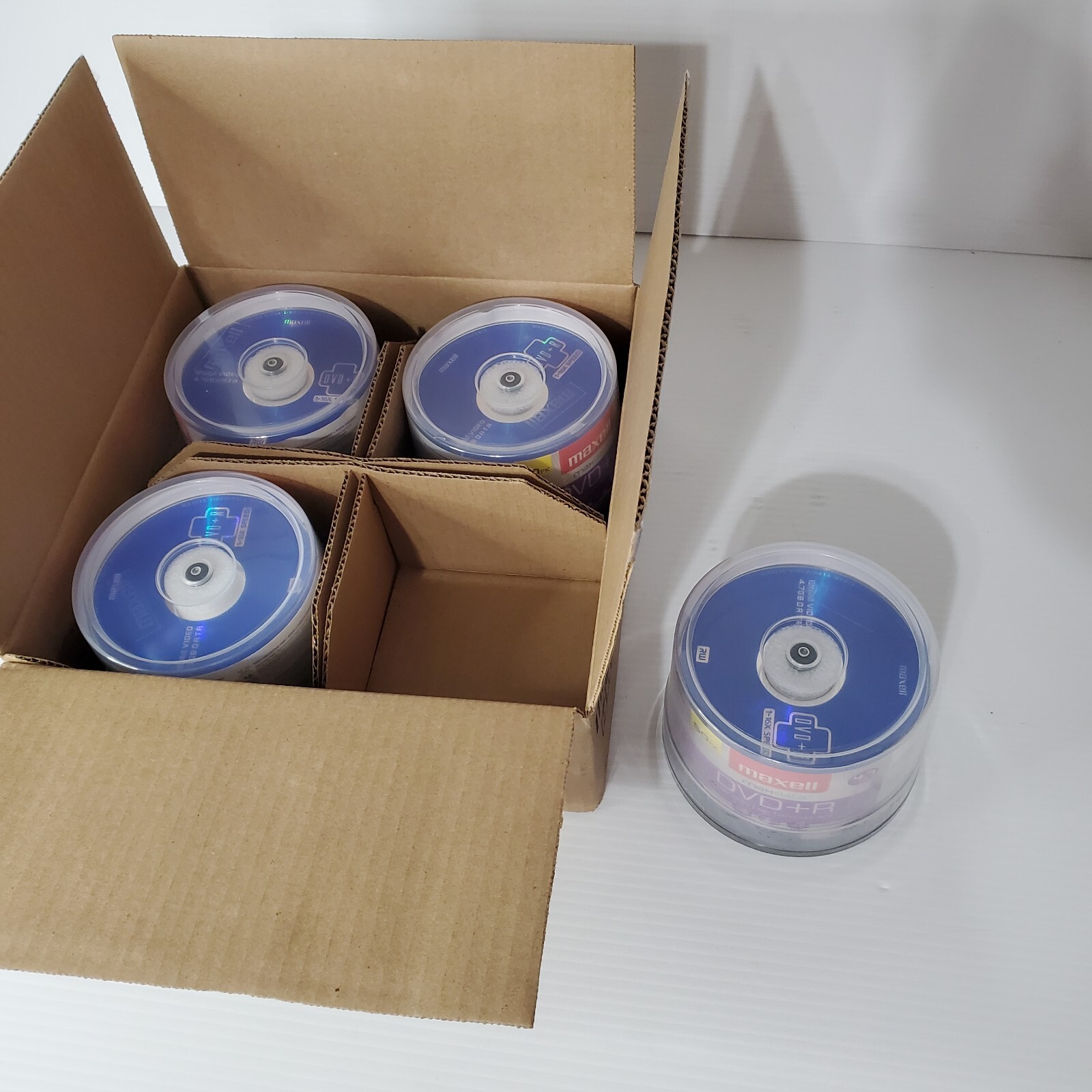 Case Of 4 Maxell DVD+R 50PK 120 Minute 16X Spindle Write Once New 4.7 Gb Maxdata