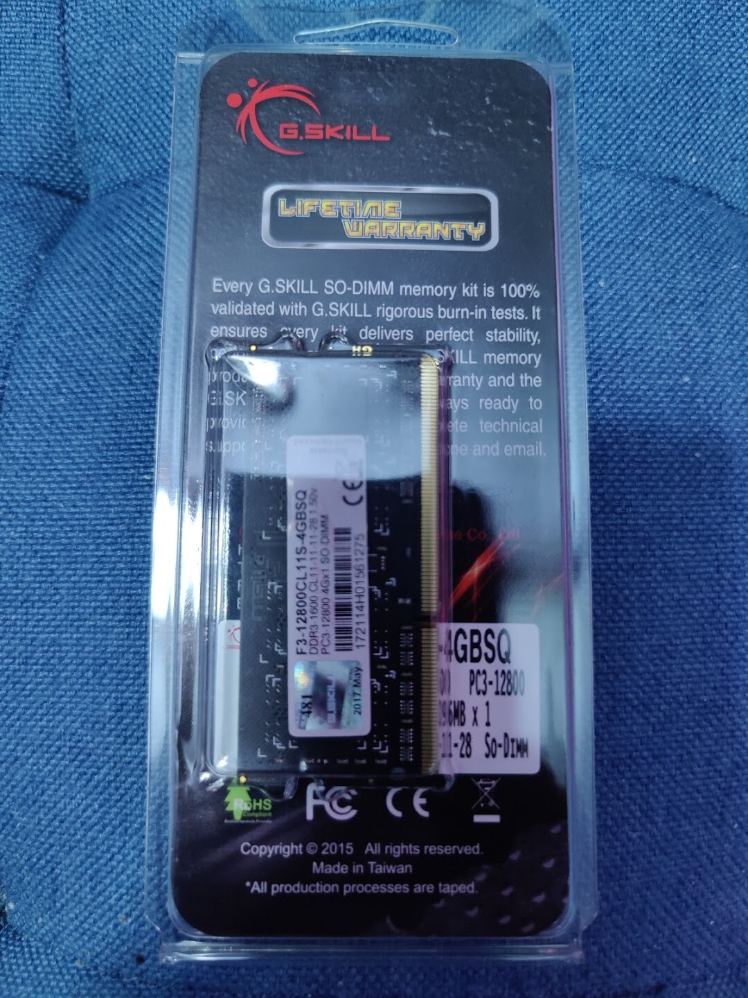 Used G.SKILL SO-DIMM 4GB DDR3-1600 PC3-12800 F3-12800CL11S-4GBSQ