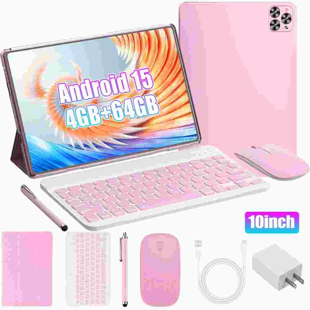 10.1" Android 15 Kids Tablet PC 4GB+64GB Quad-Core Dual Camera WiFi Bundle Case